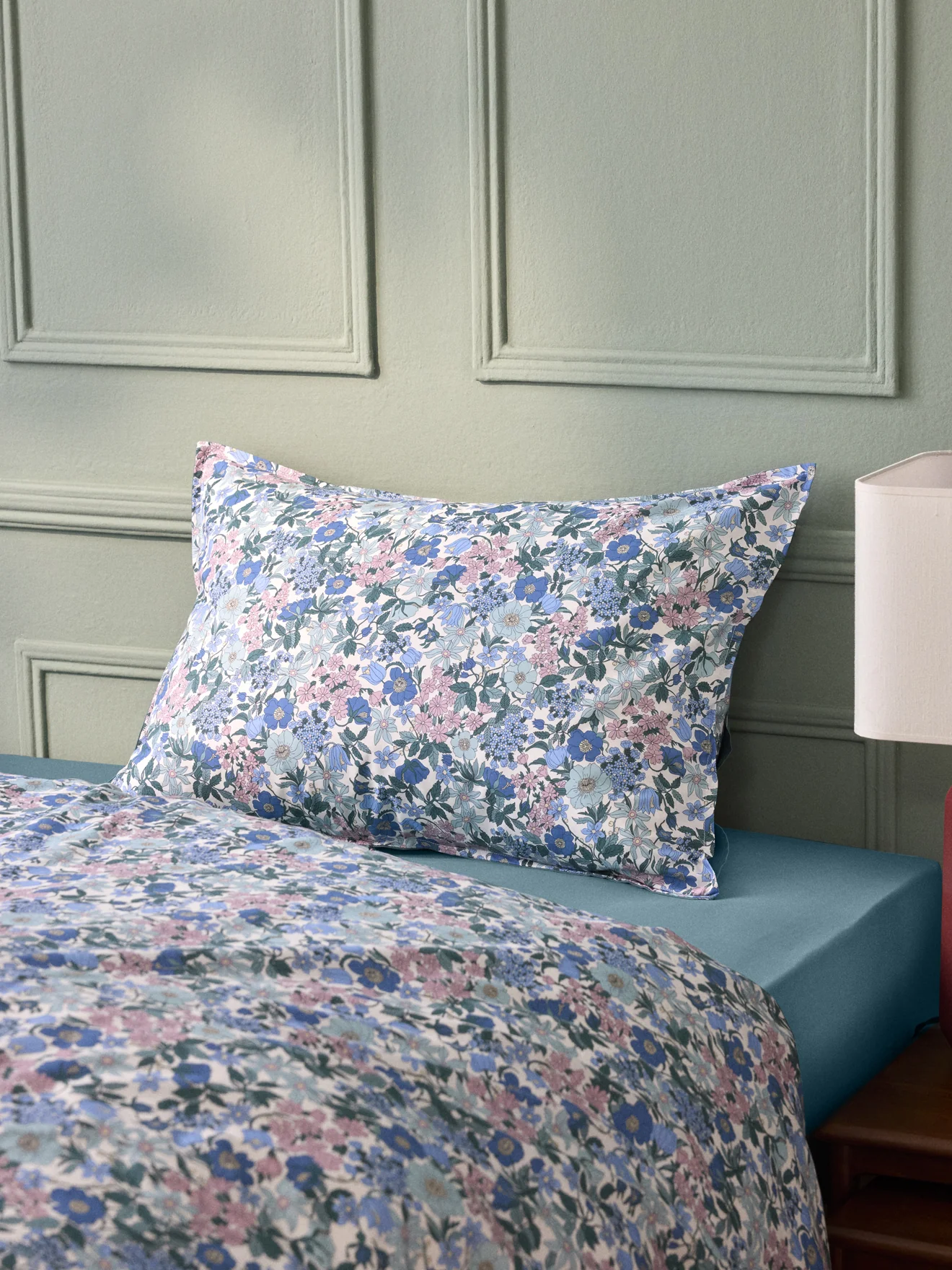 Taie d'oreiller percale de coton et tissu Liberty - Image 3