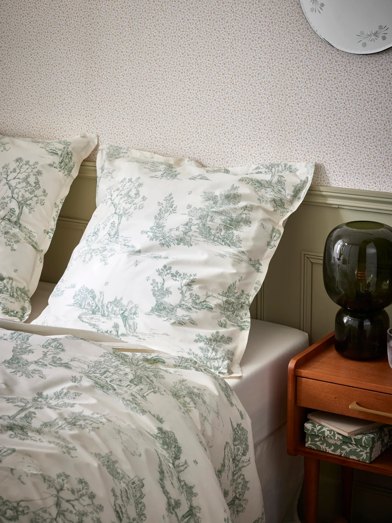 Taie d'oreiller percale de coton "Esprit toile de Jouy"
