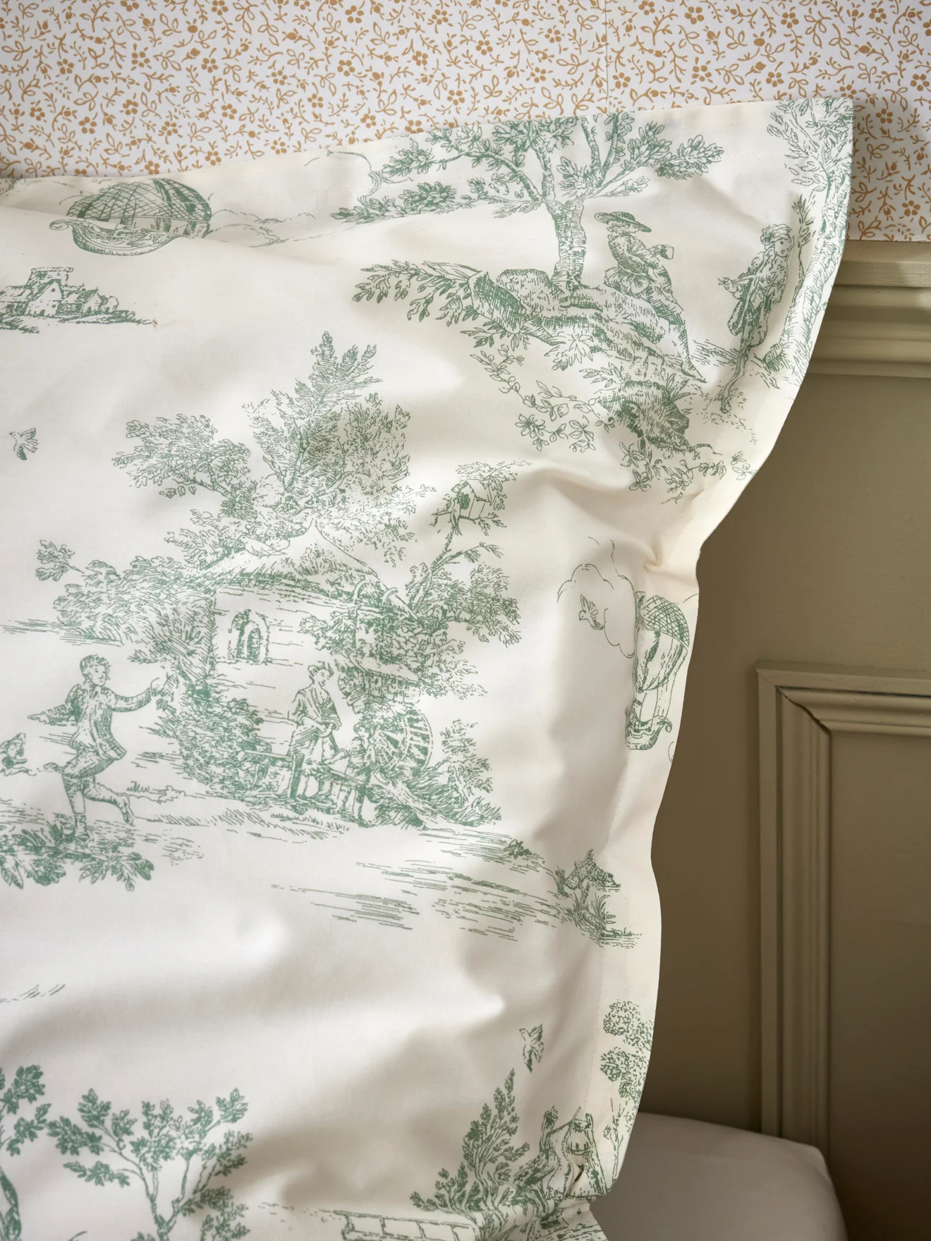 Taie d'oreiller percale de coton "Esprit toile de Jouy" - Image 4