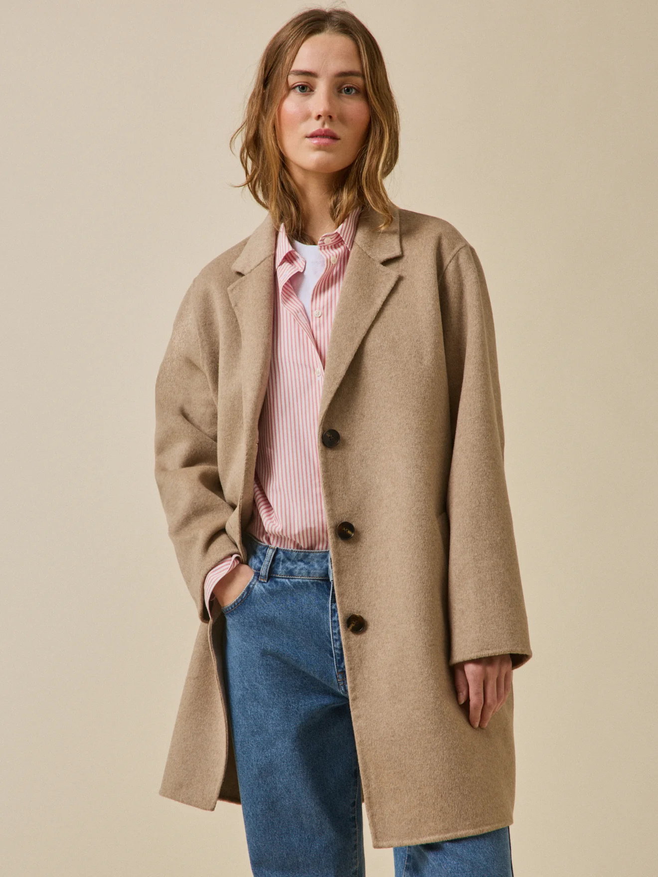 Manteau lainage double face femme