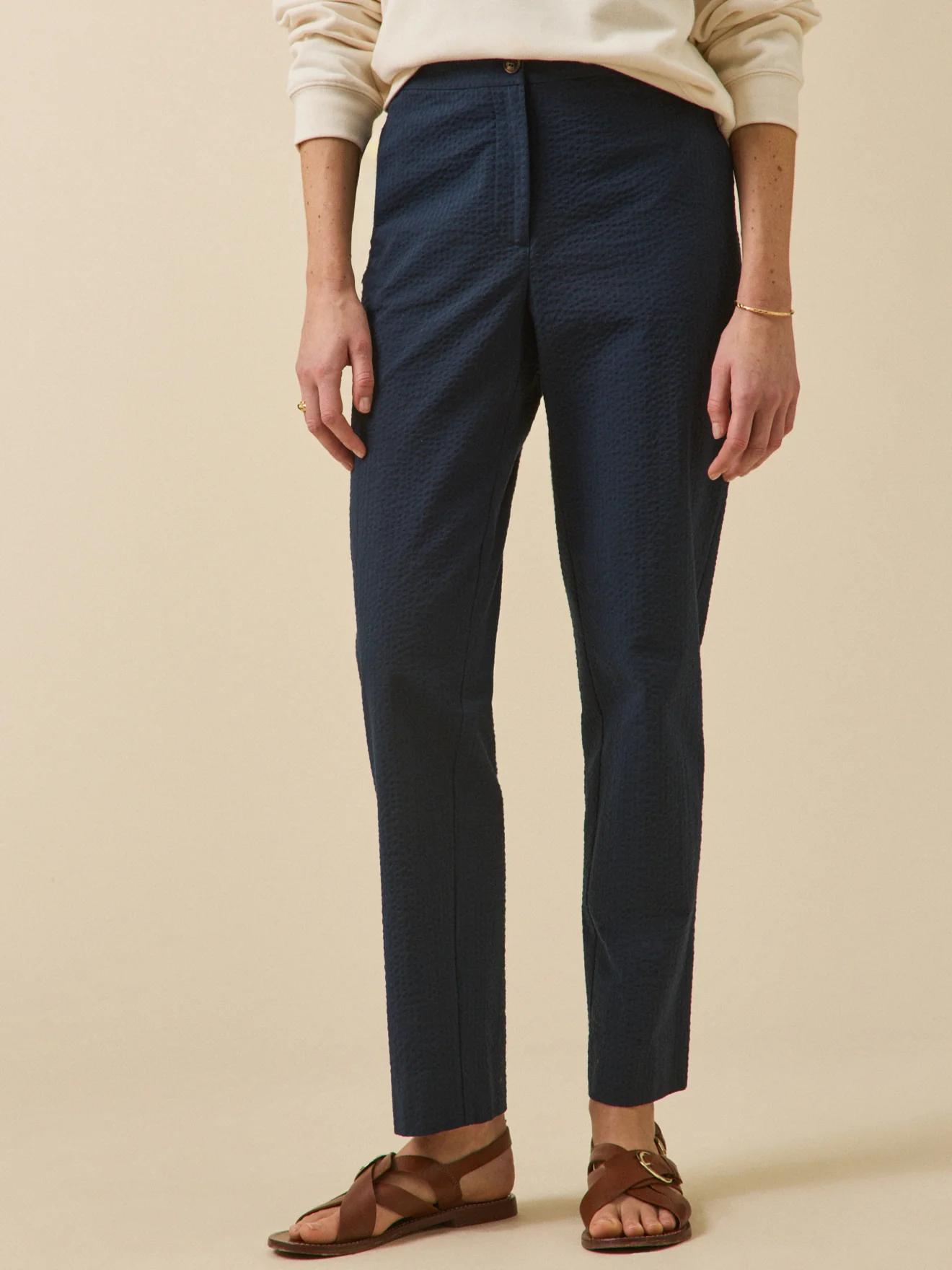Pantalon cigarette seersucker femme Julie