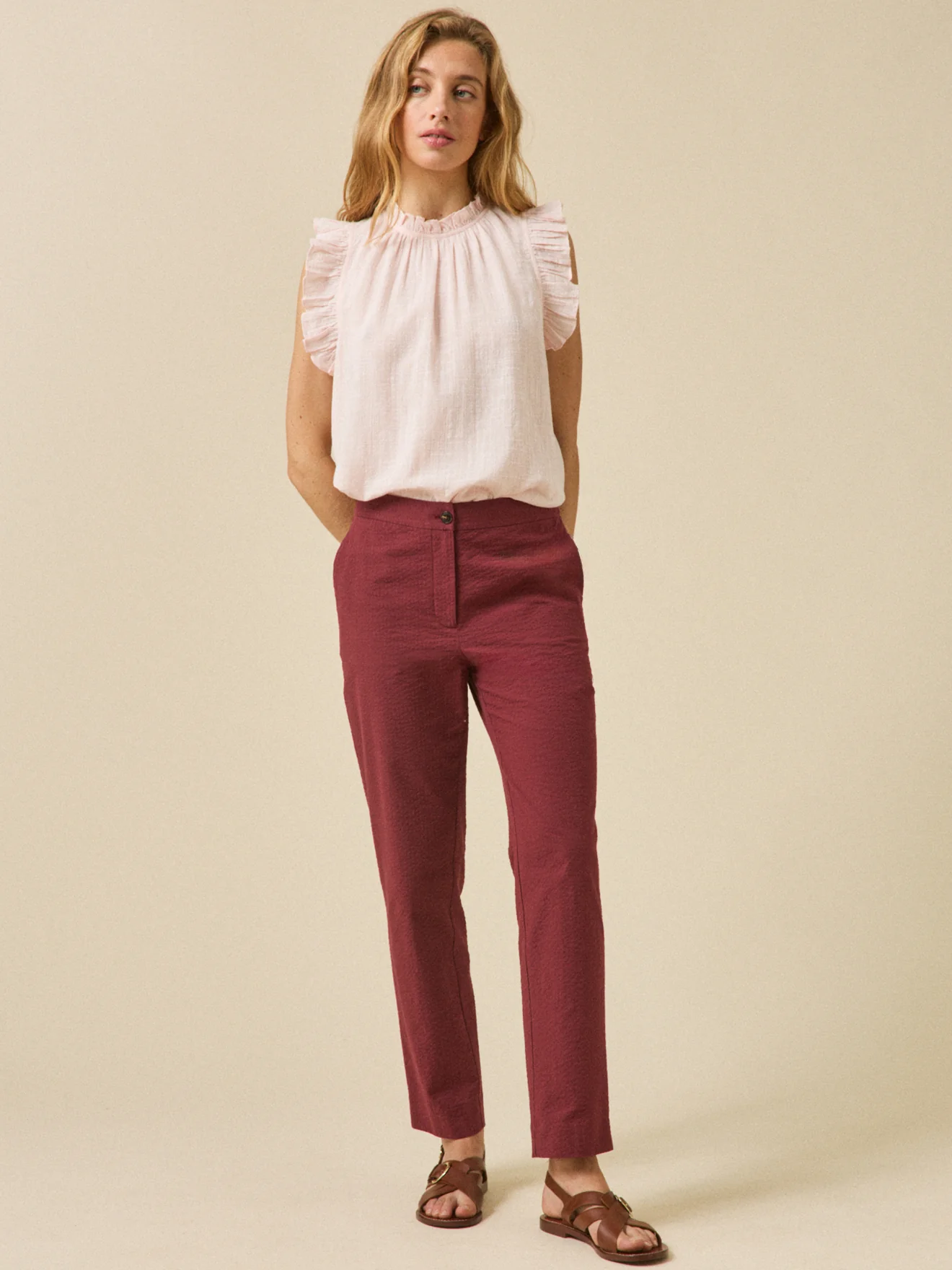 Pantalon cigarette seersucker femme Julie - Image 4