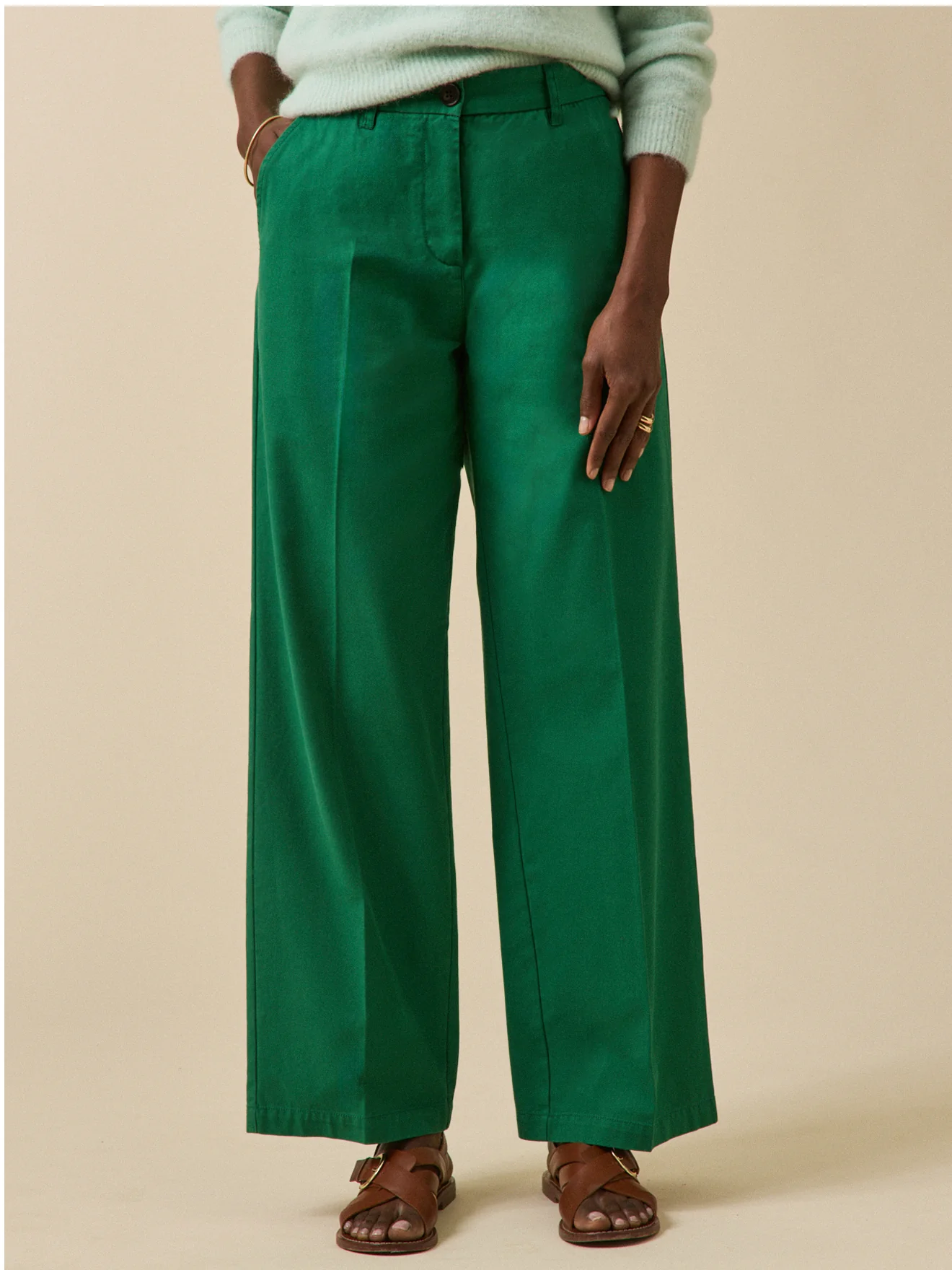 Pantalon large gabardine femme Clara