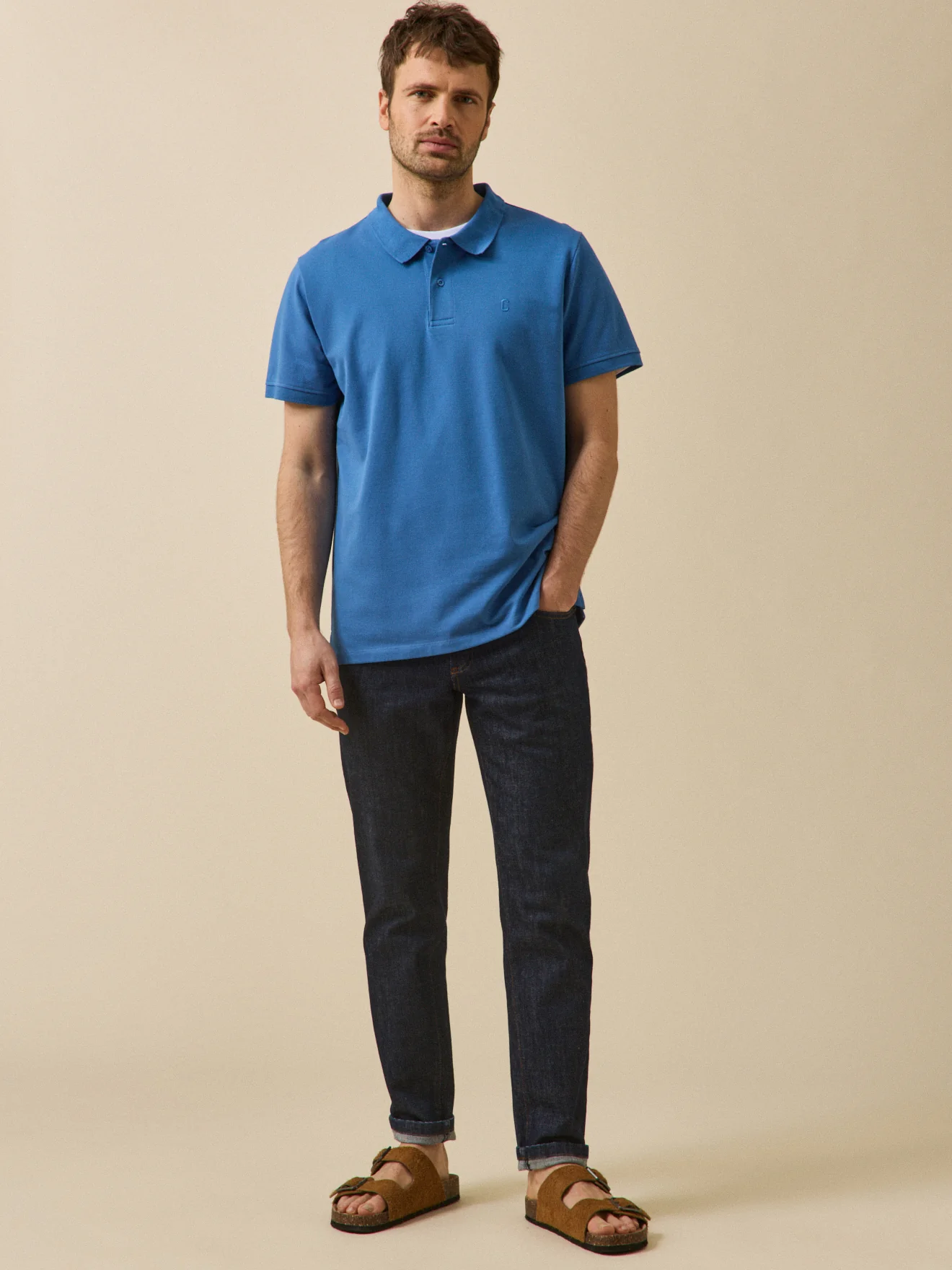Polo uni maille piquée homme coton biologique - Image 4