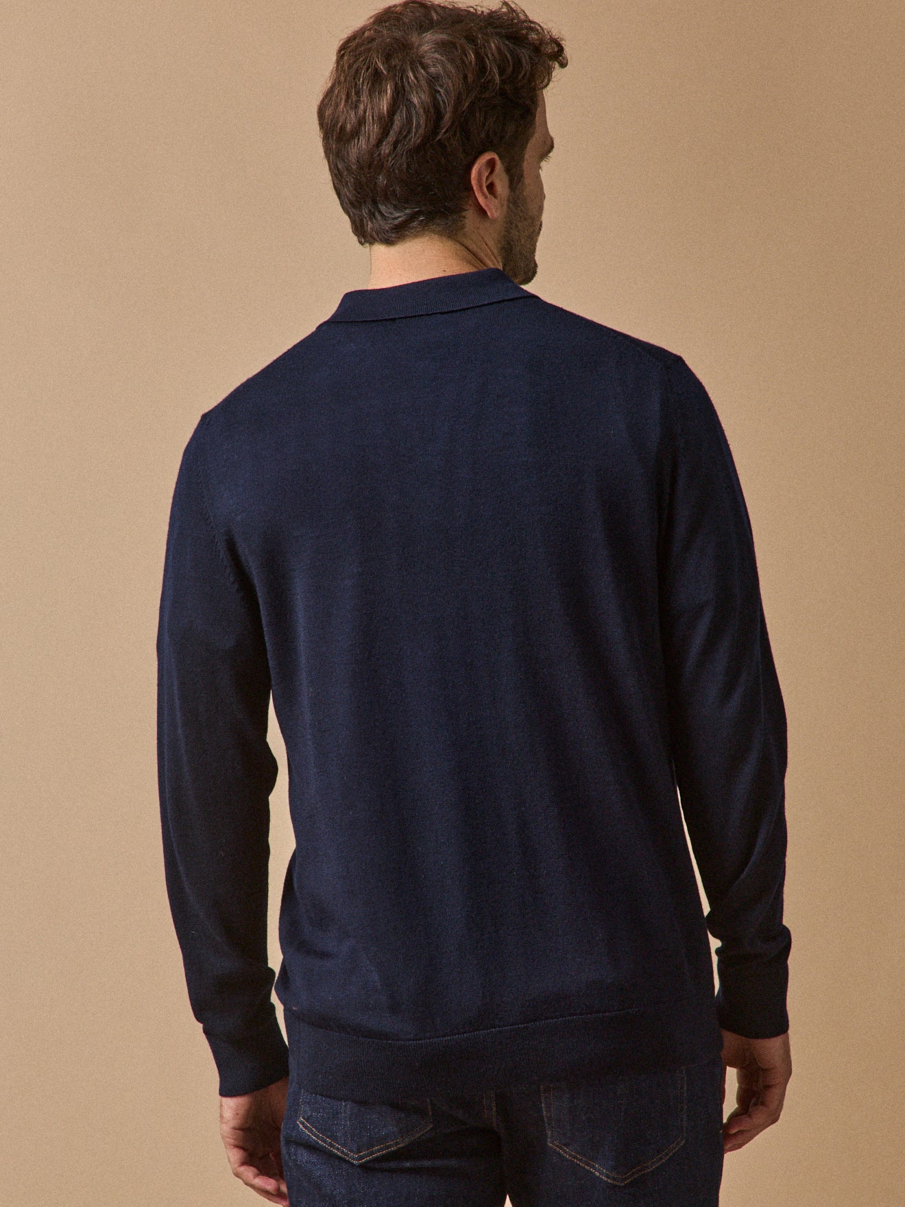 Pull fin col polo laine mérinos homme - Image 2