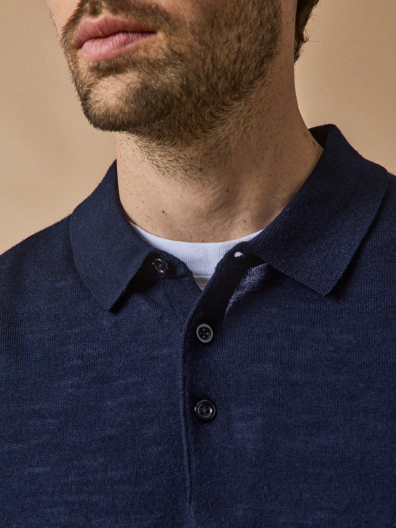 Pull fin col polo laine mérinos homme - Image 3