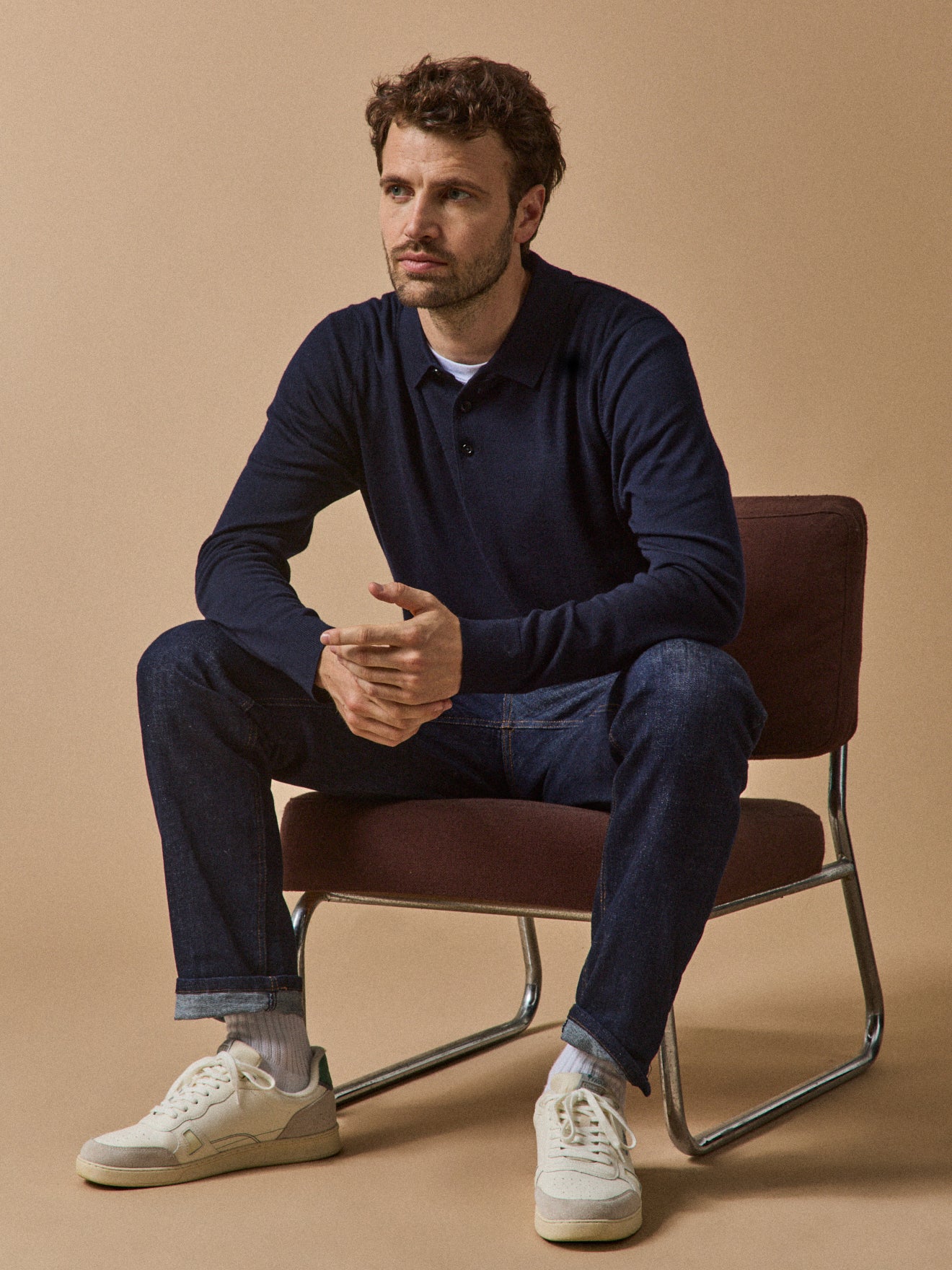 Pull fin col polo laine mérinos homme - Image 4