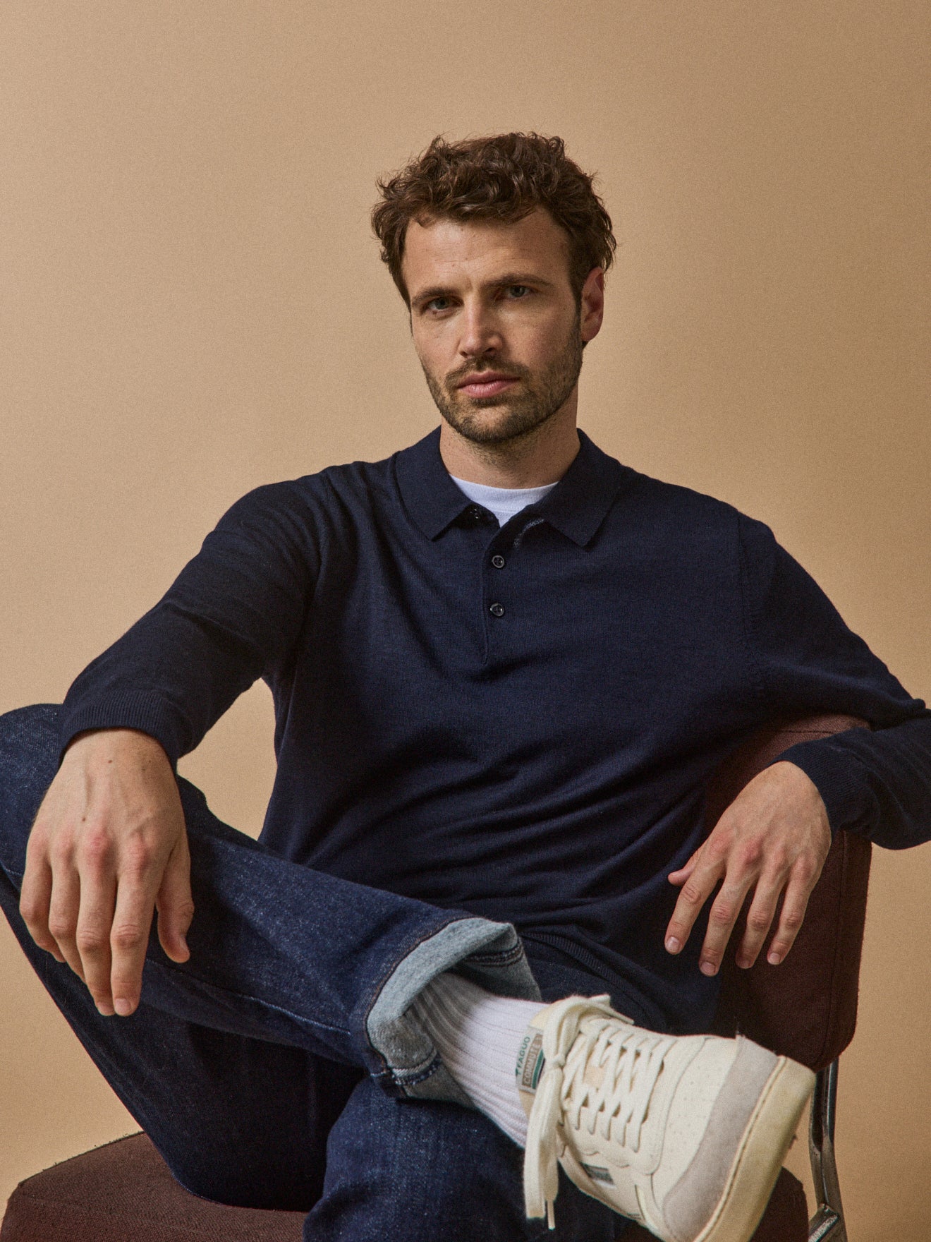Pull fin col polo laine mérinos homme - Image 6
