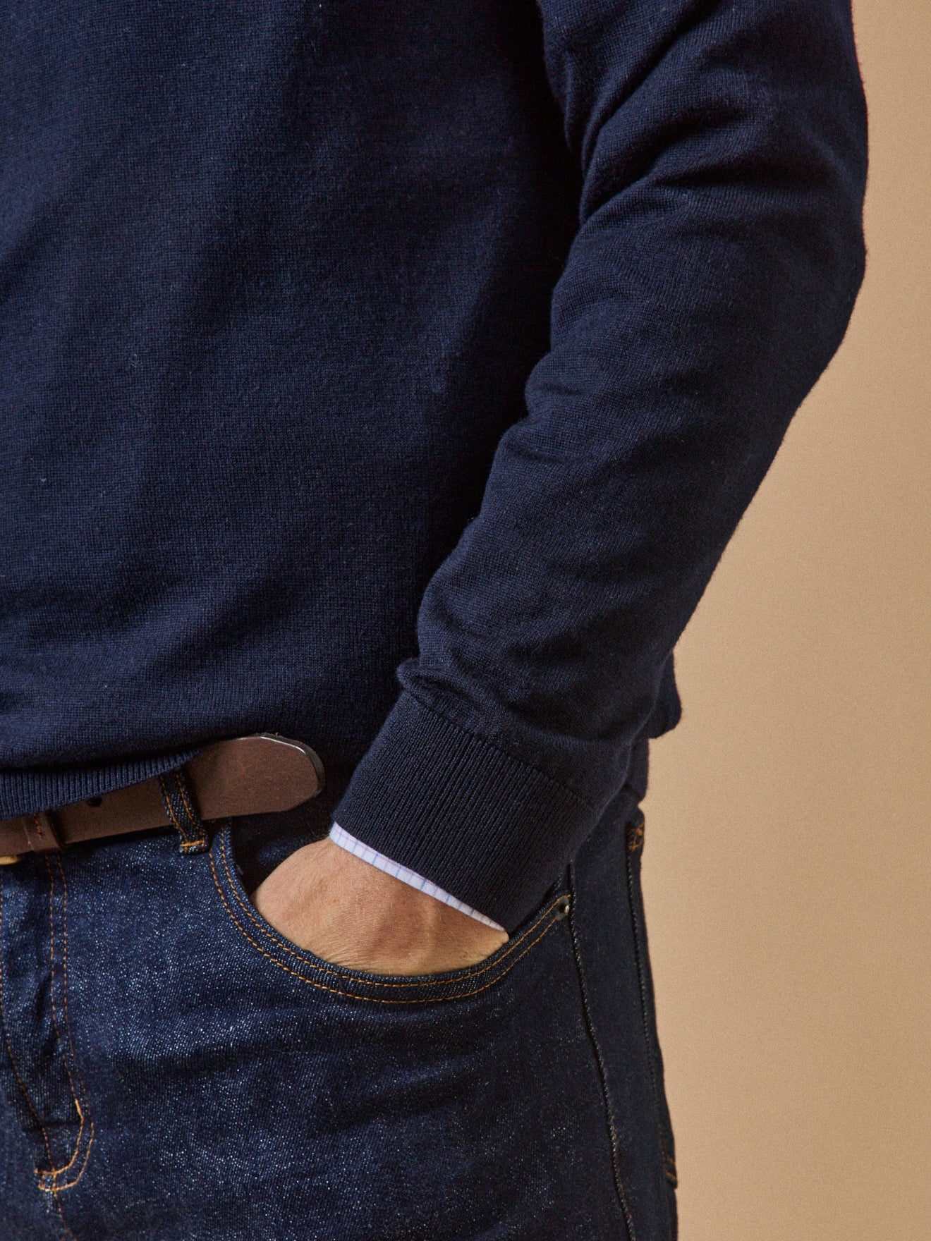 Pull fin col rond laine mérinos homme - Image 3