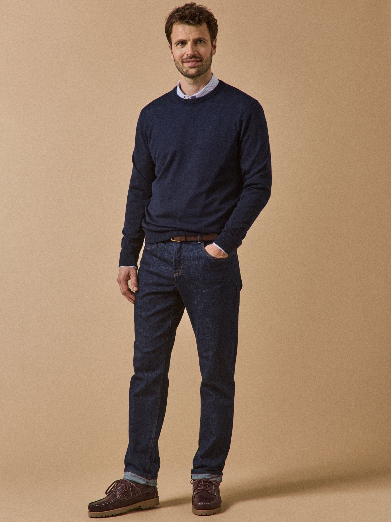 Pull fin col rond laine mérinos homme - Image 4