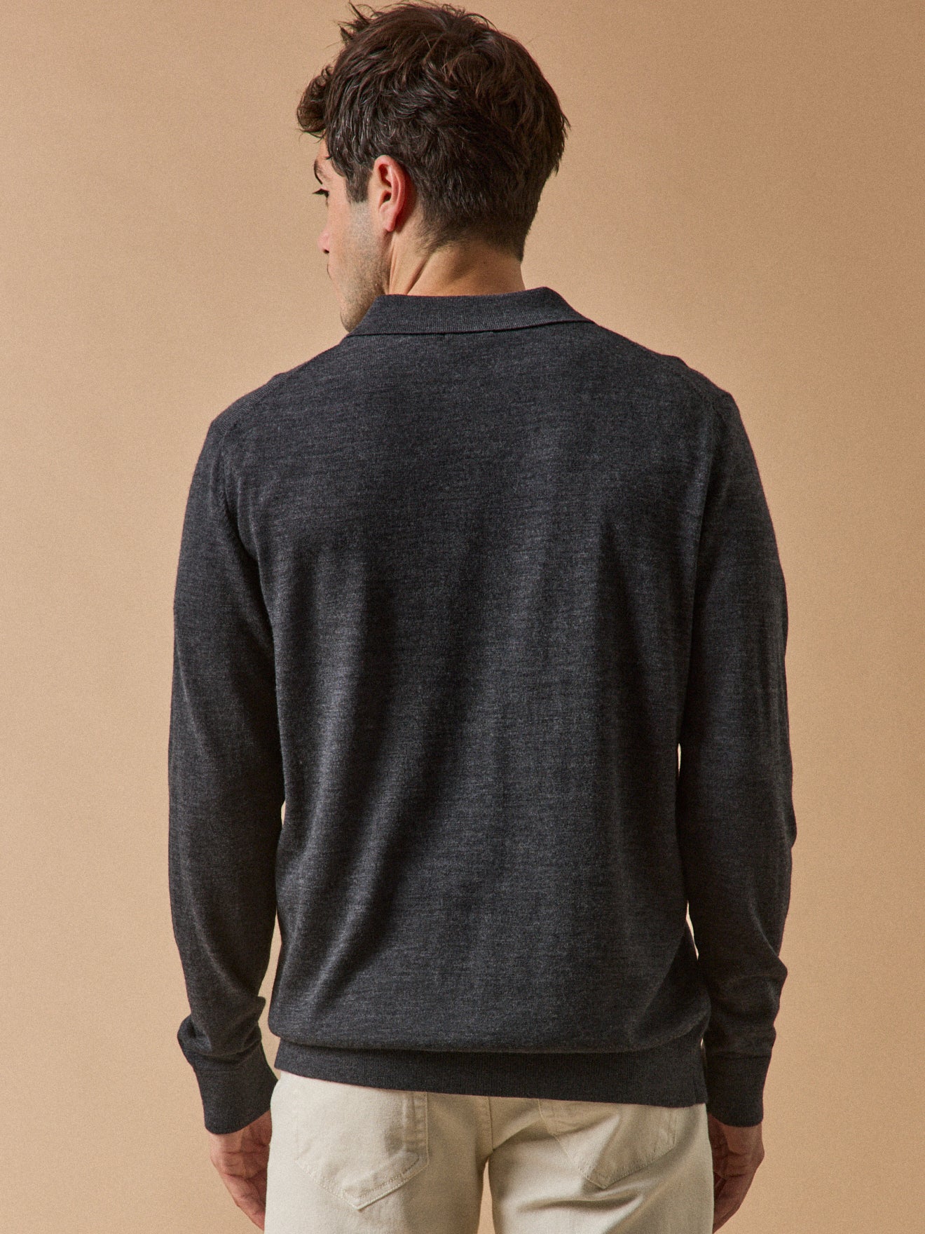 Pull fin col polo laine mérinos homme - Image 3