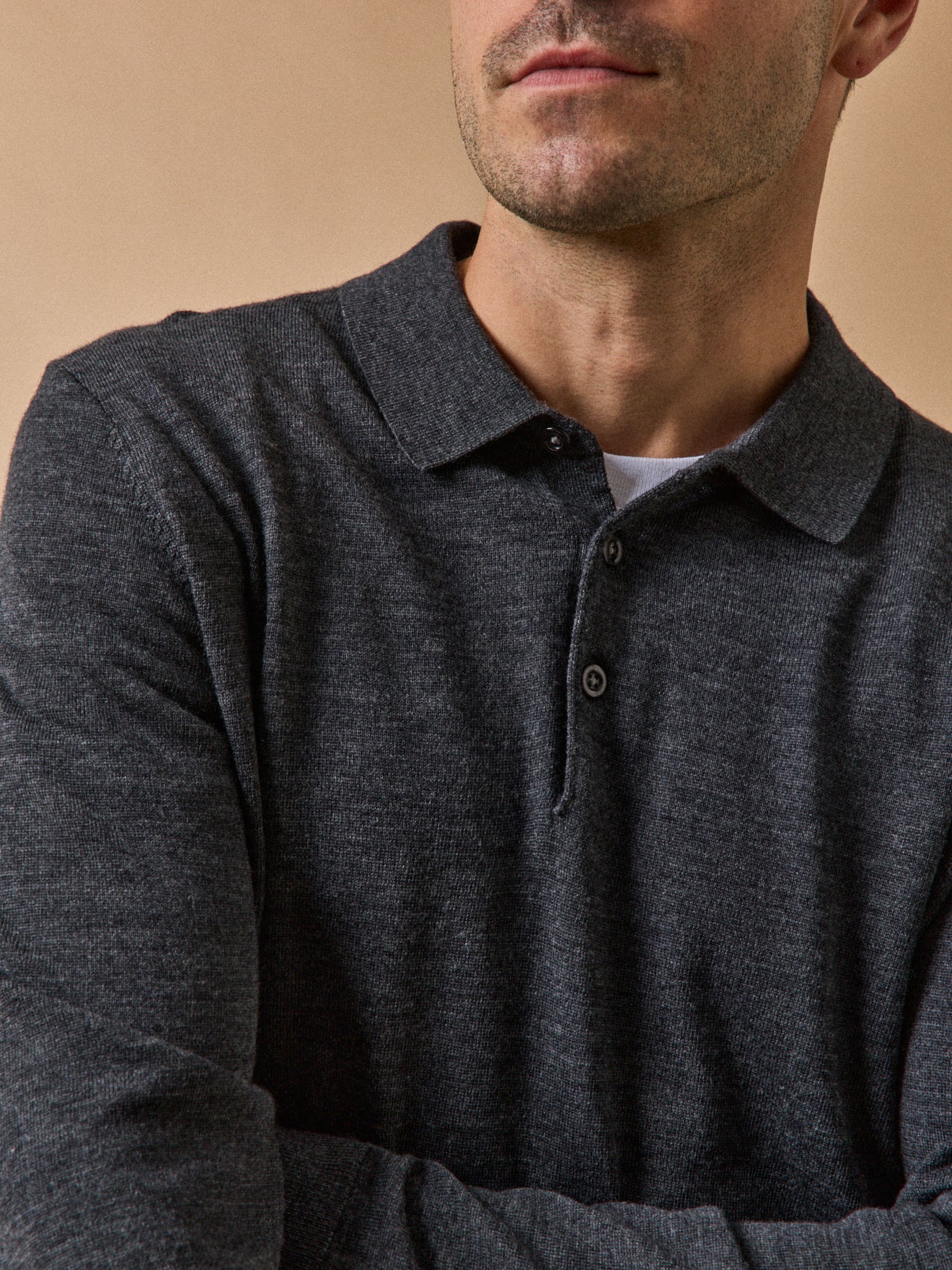 Pull fin col polo laine mérinos homme - Image 4