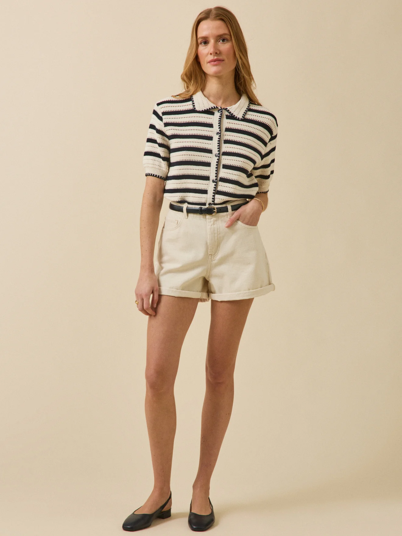 Pull polo boutonné rayé femme coton biologique - Image 4