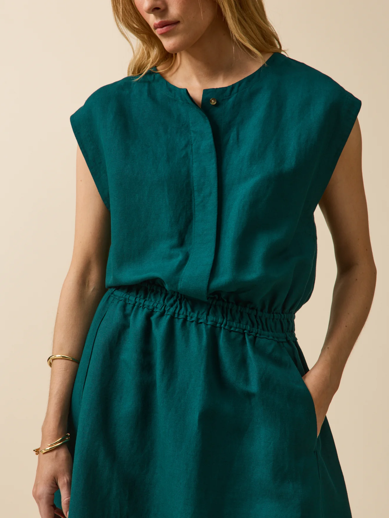 Robe sans manches lin et viscose femme - Image 4