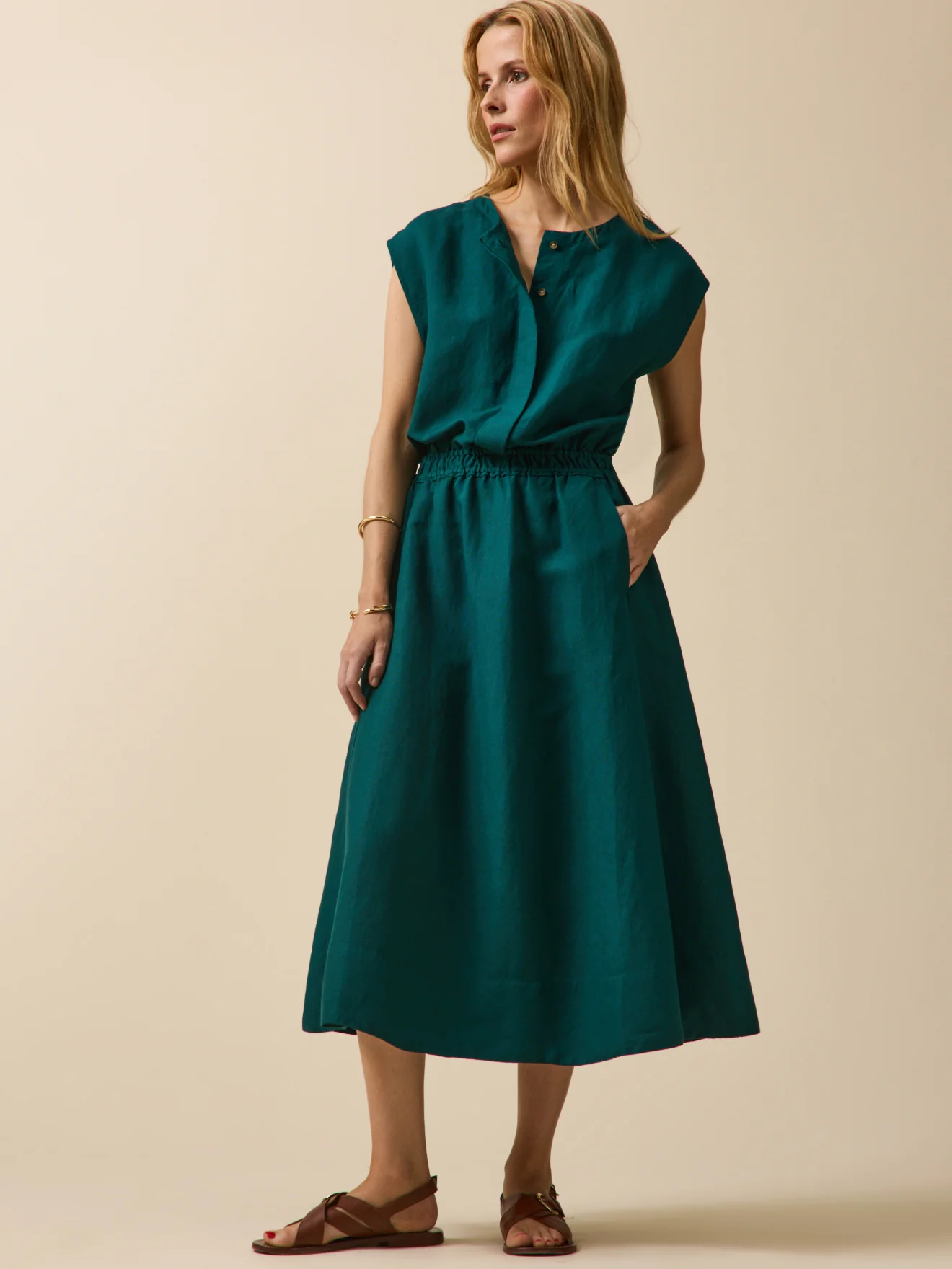 Robe sans manches lin et viscose femme - Image 6