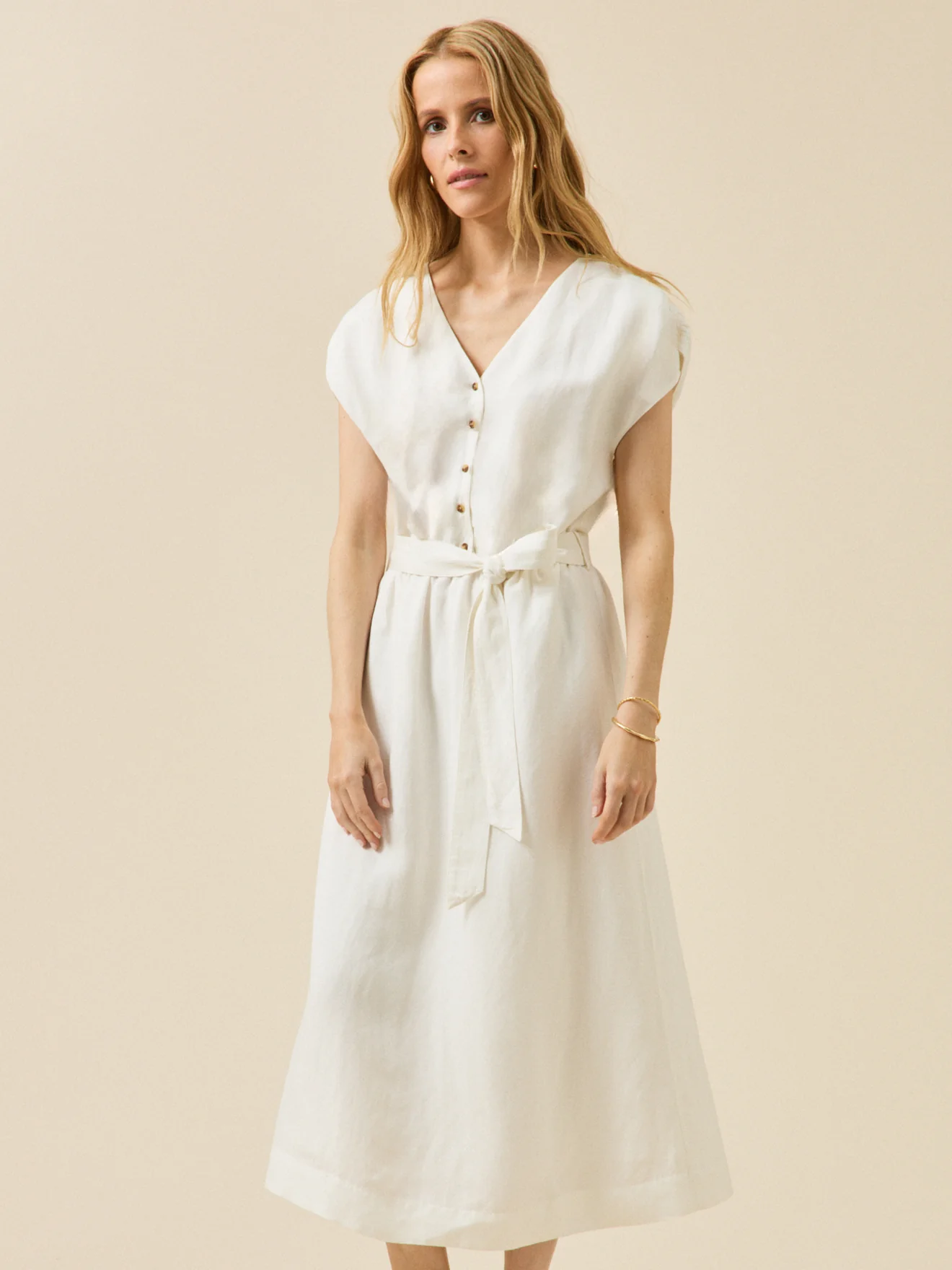 Robe sans manches lin et viscose femme