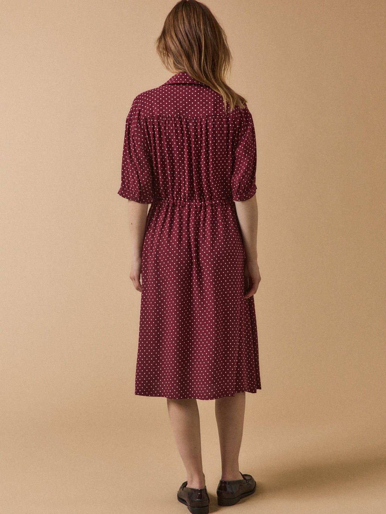 Robe sous genoux rétro femme imprimé pois - Image 3