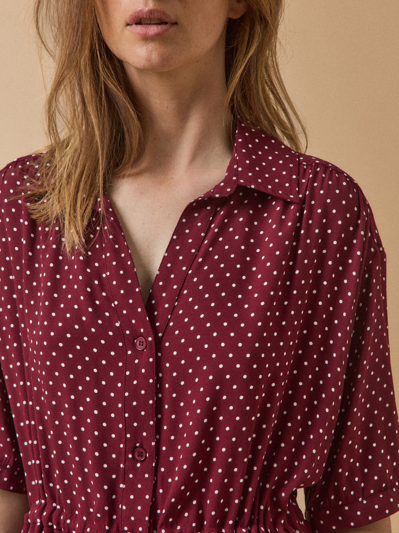 Robe sous genoux rétro femme imprimé pois - Image 4