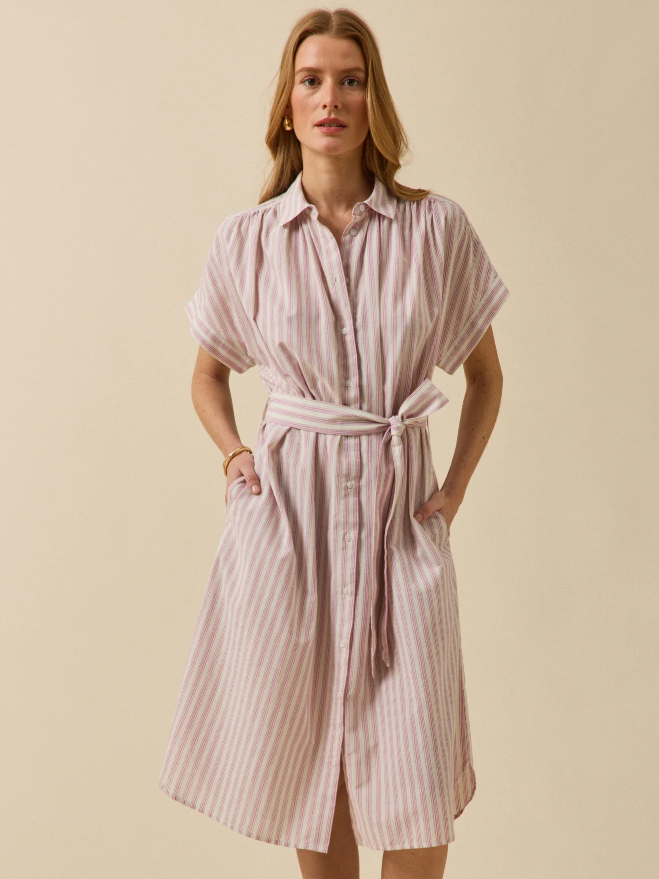 Robe sans manches femme coton rayé