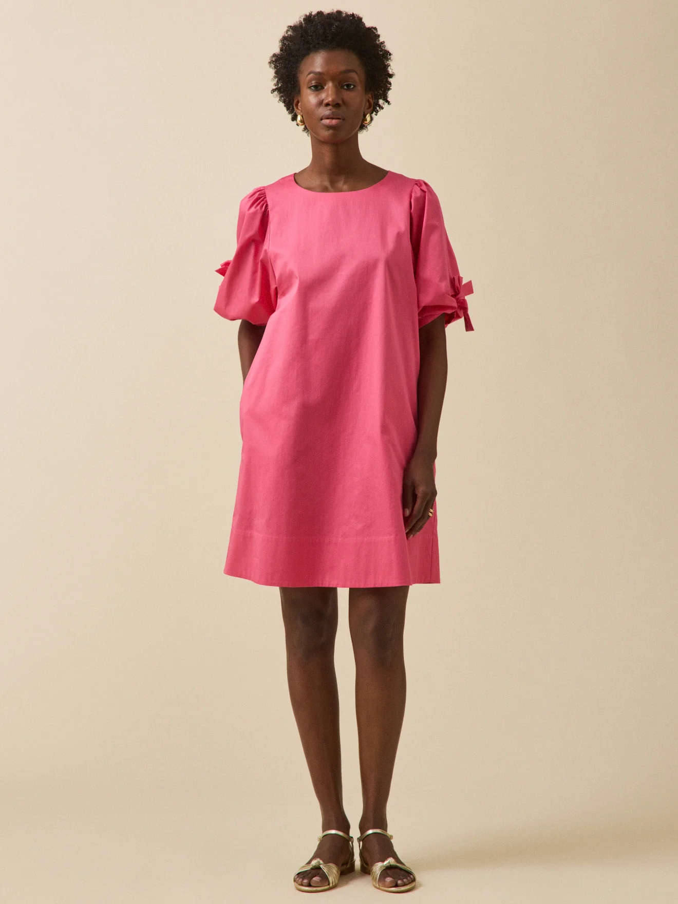 Robe courte cérémonie femme popeline satinée - Image 4