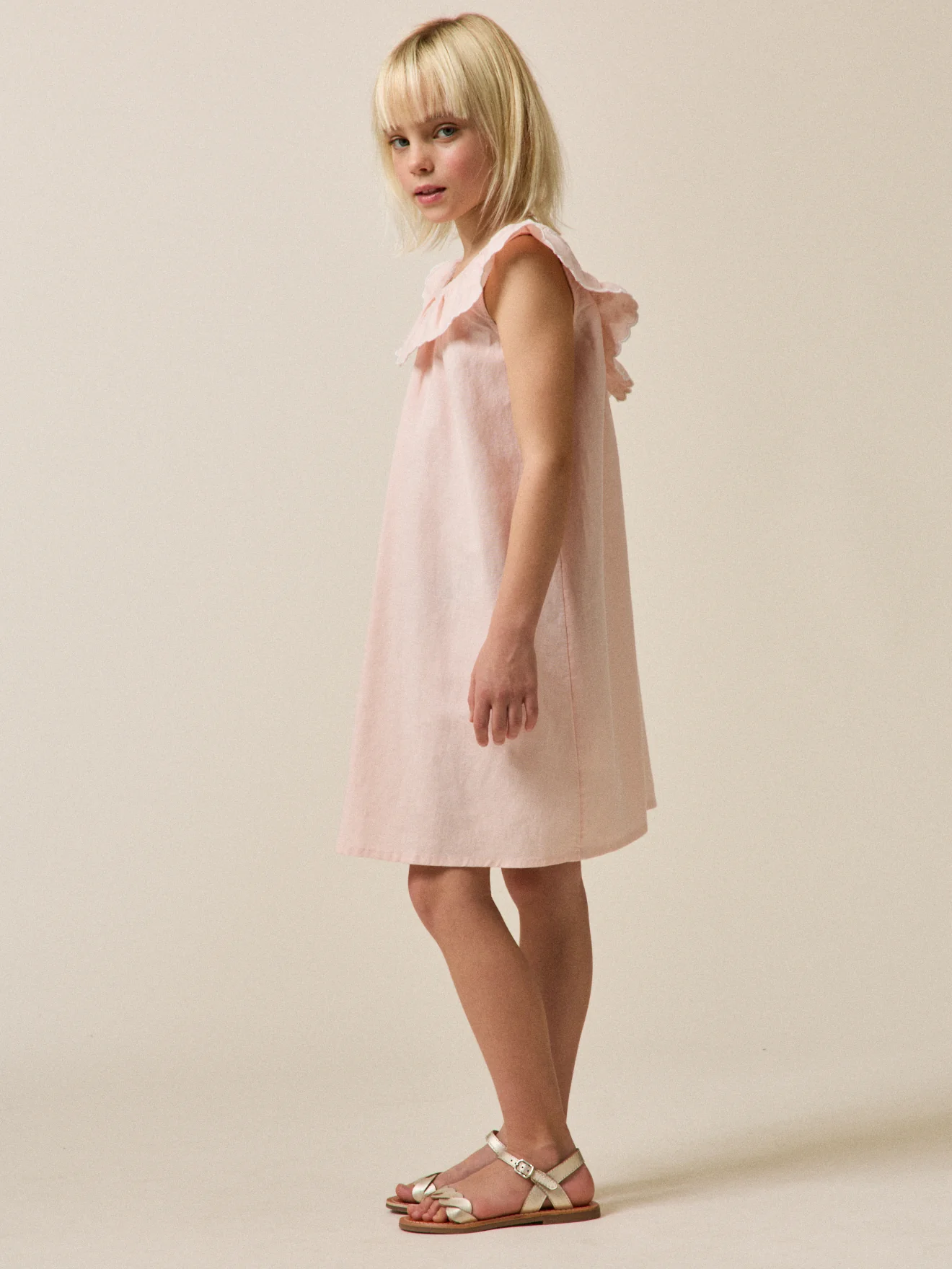 Robe Fille Clotilde lin et coton - Collection Fêtes et Mariages - Image 5