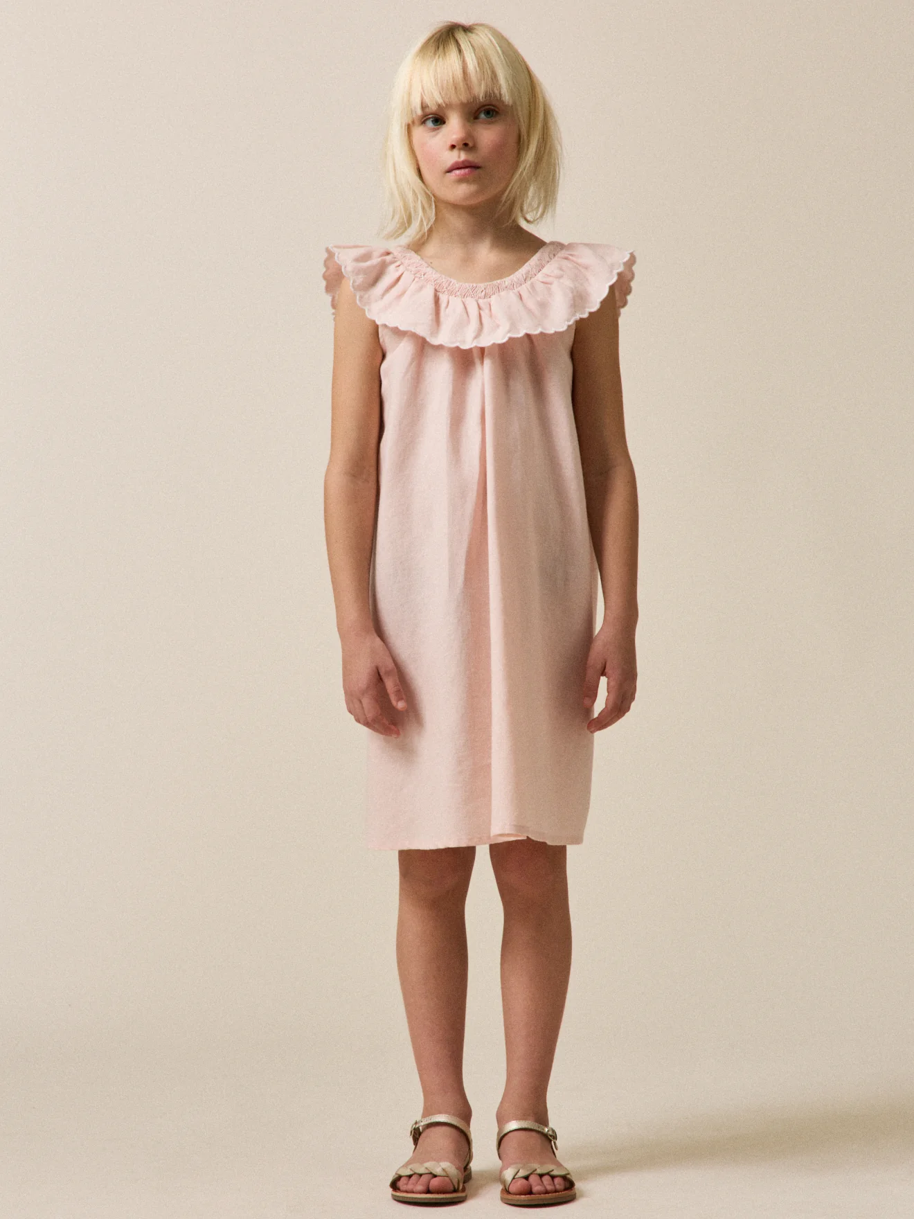 Robe Fille Clotilde lin et coton - Collection Fêtes et Mariages - Image 6