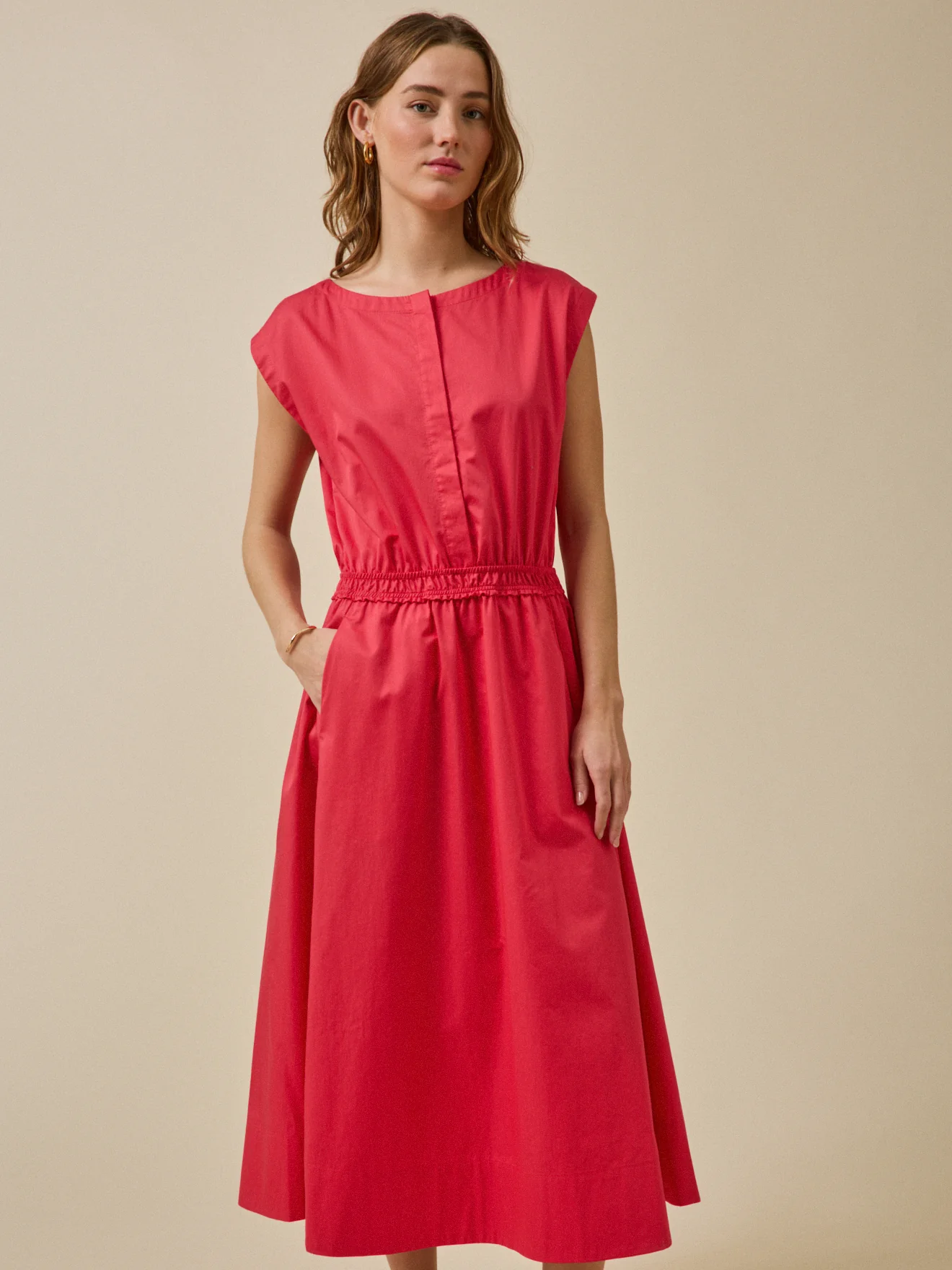 Robe longue cérémonie femme popeline satinée