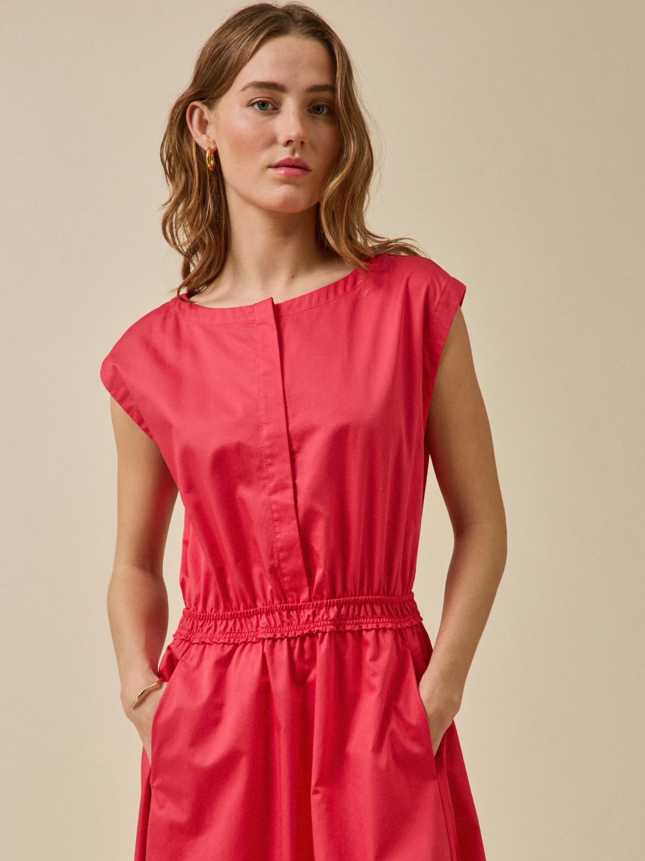 Robe longue cérémonie femme popeline satinée - Image 3