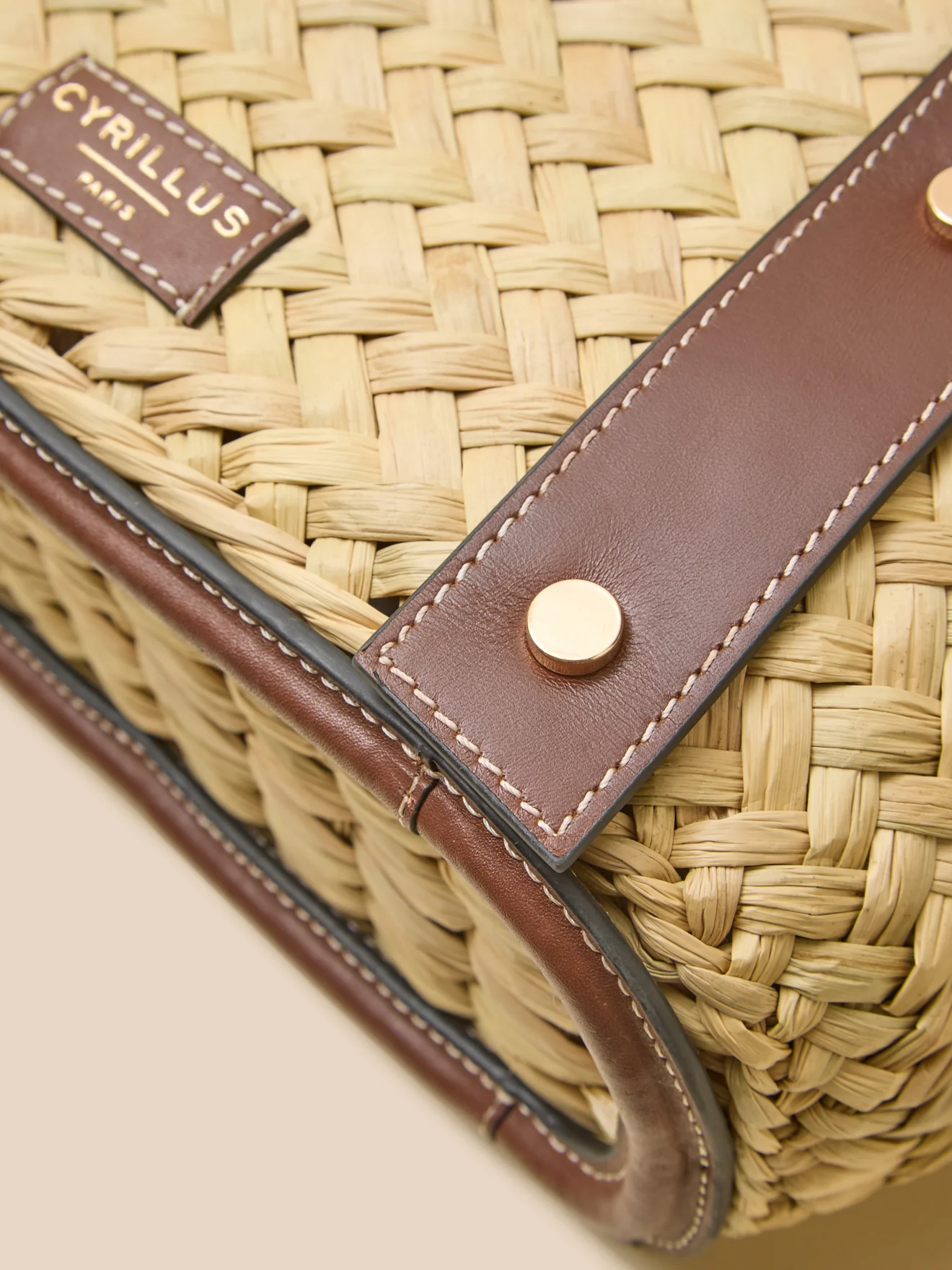 Sac cabas paille et cuir - Collection Maroquinerie Cyrillus - Image 5