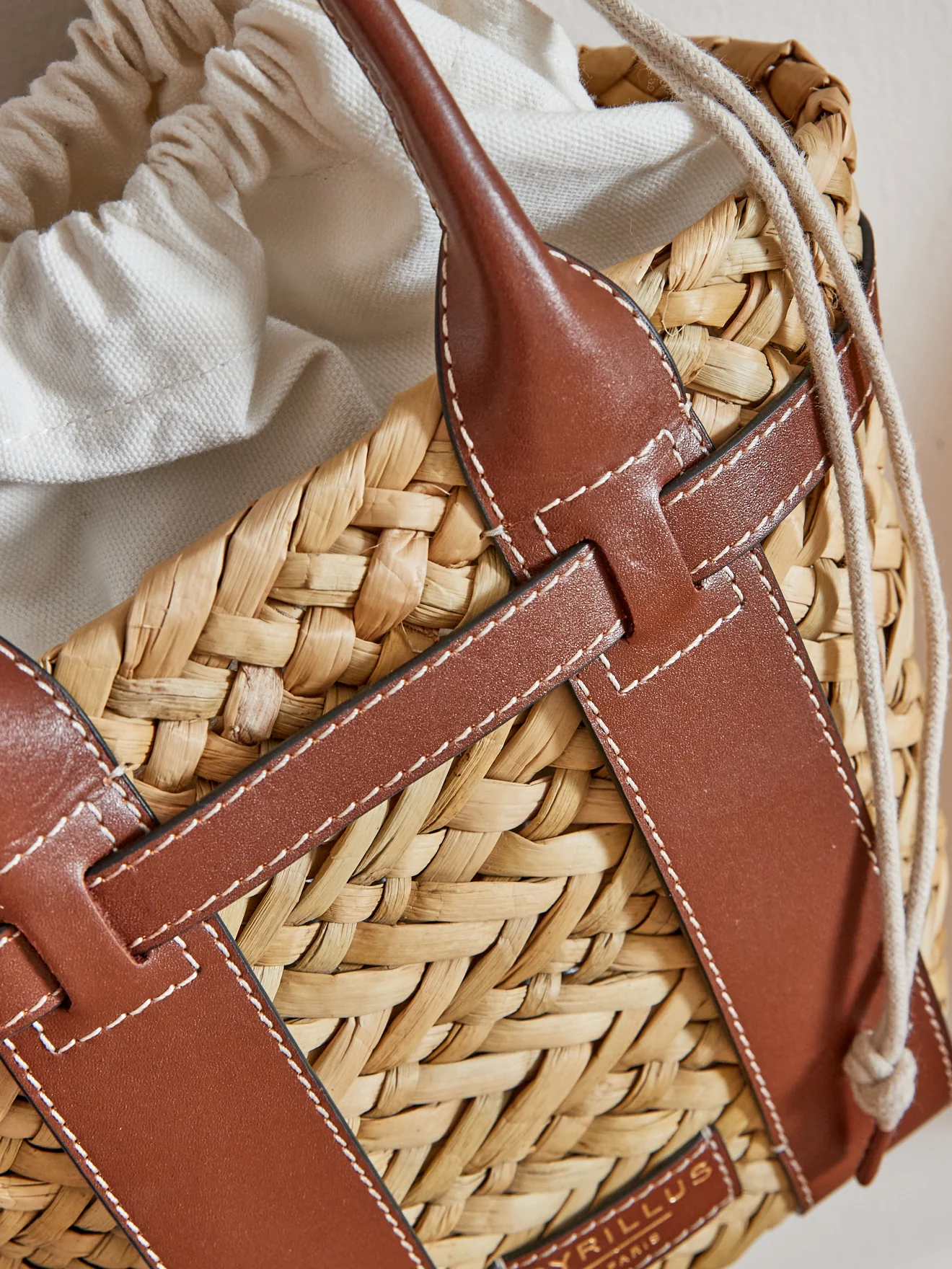 Sac cabas paille et cuir - Collection Maroquinerie Cyrillus - Image 3
