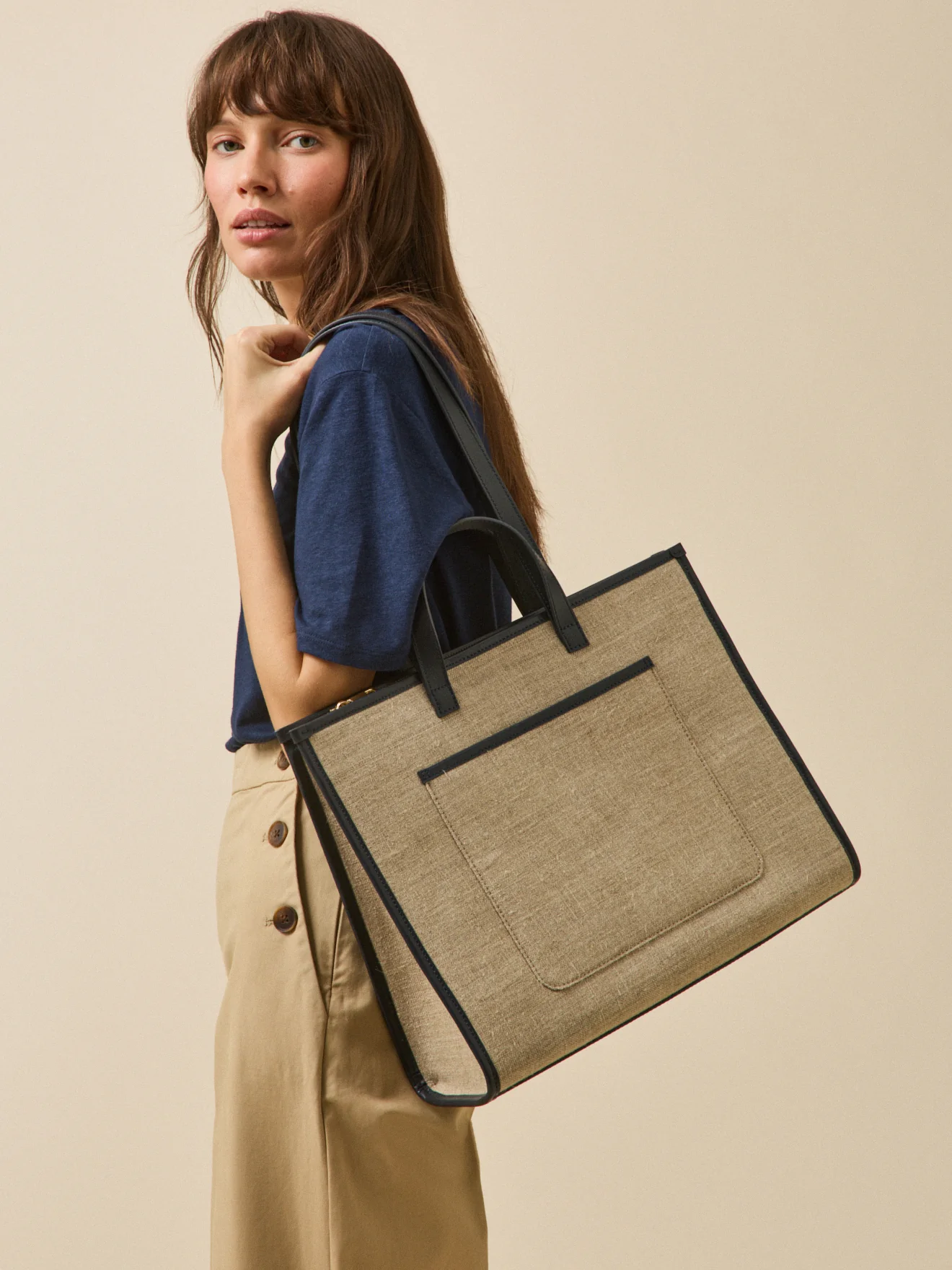 Sac cabas femme bi-matière - Collection Maroquinerie Cyrillus