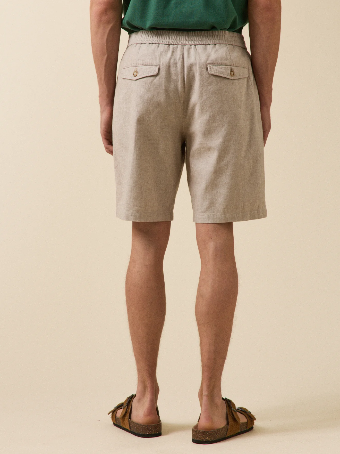 Bermuda coton lin stretch taille élastiquée homme - Image 3