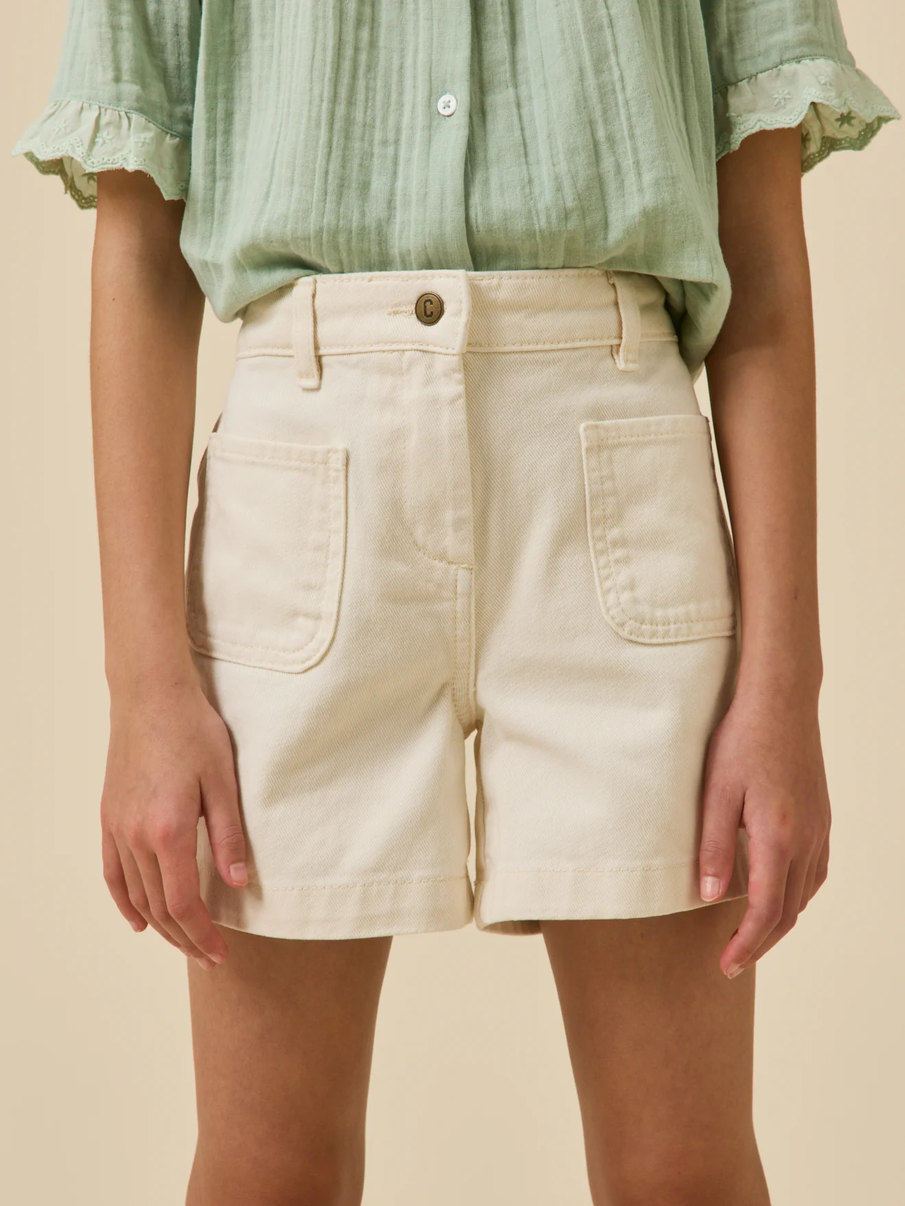 Short Fille denim couleur - Image 2