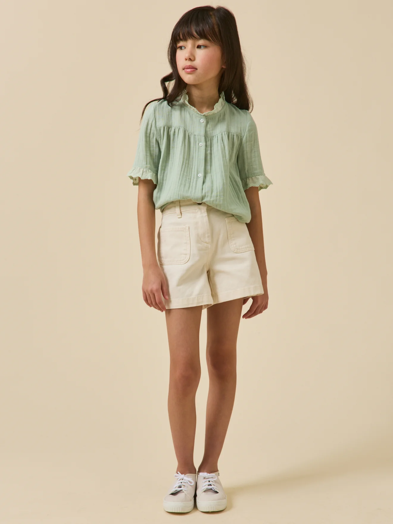 Short Fille denim couleur - Image 5
