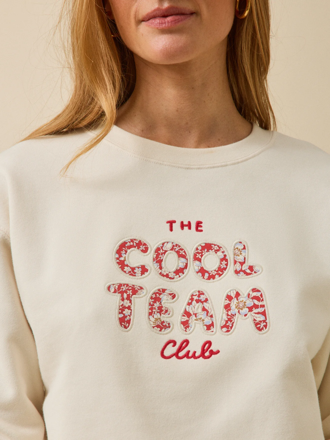 Sweat femme coton biologique message en tissu Liberty - Image 3