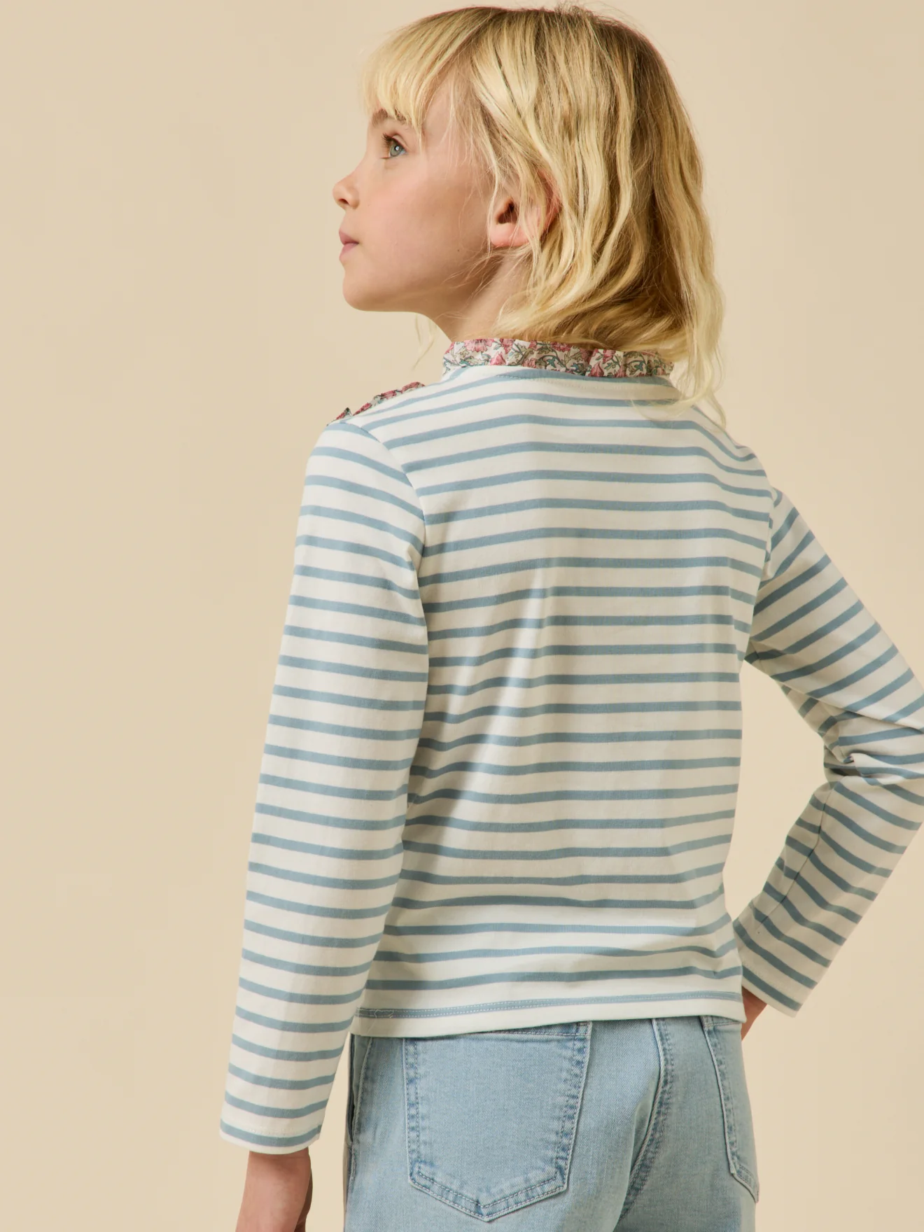 T-shirt marinière Fille tissu Liberty - Coton biologique - Image 2