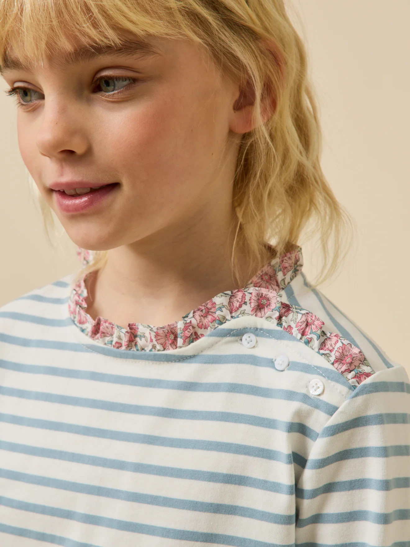 T-shirt marinière Fille tissu Liberty - Coton biologique - Image 3