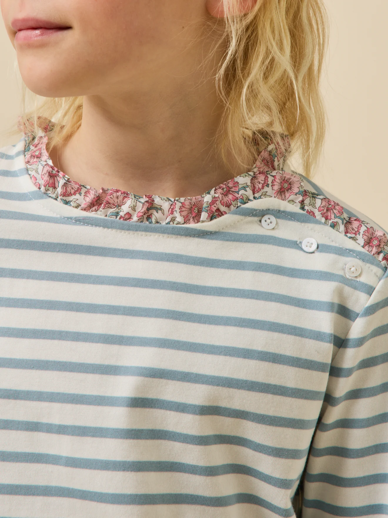 T-shirt marinière Fille tissu Liberty - Coton biologique - Image 4