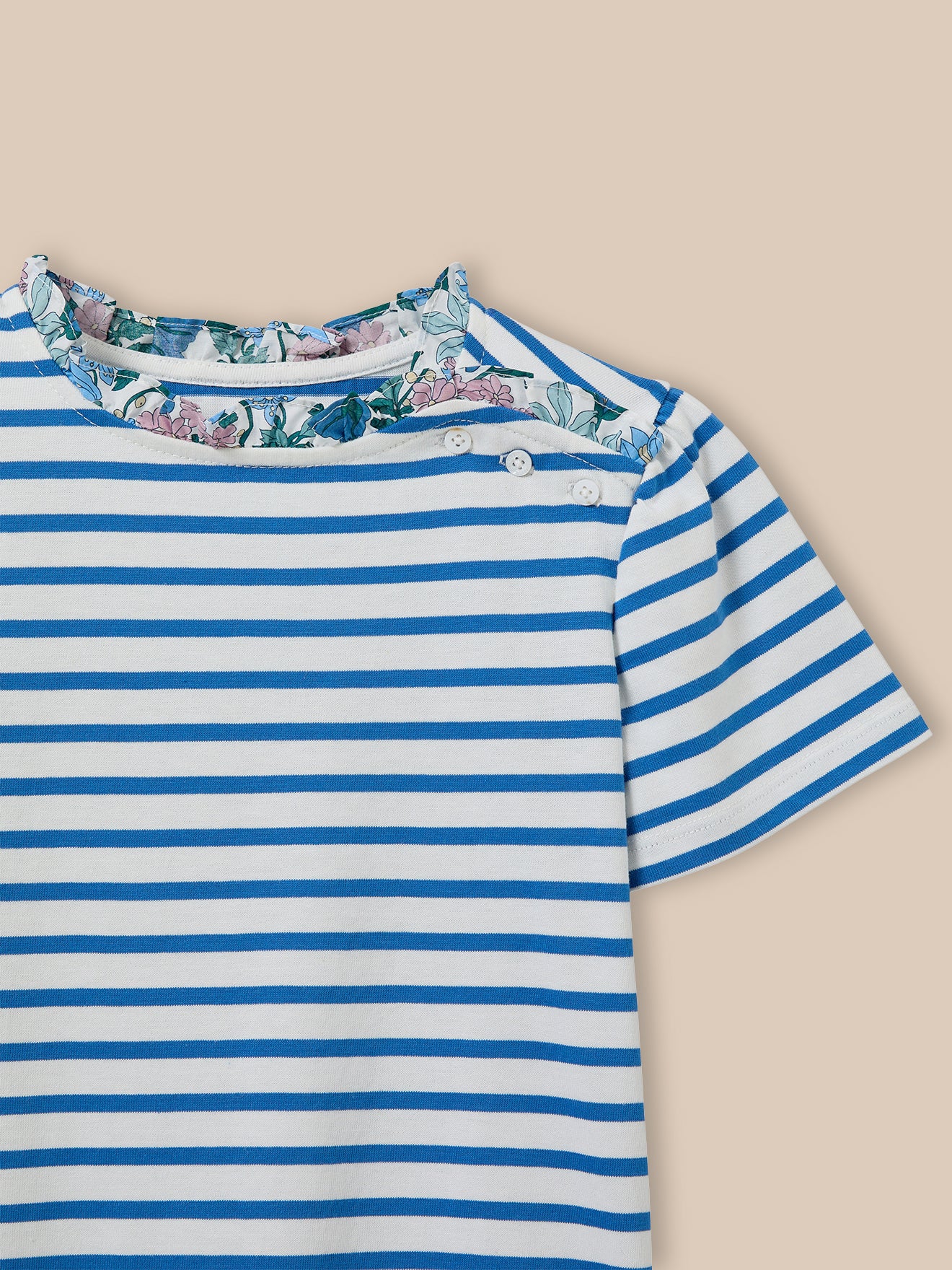 T-shirt marinière Fille tissu Liberty - Coton biologique - Image 2