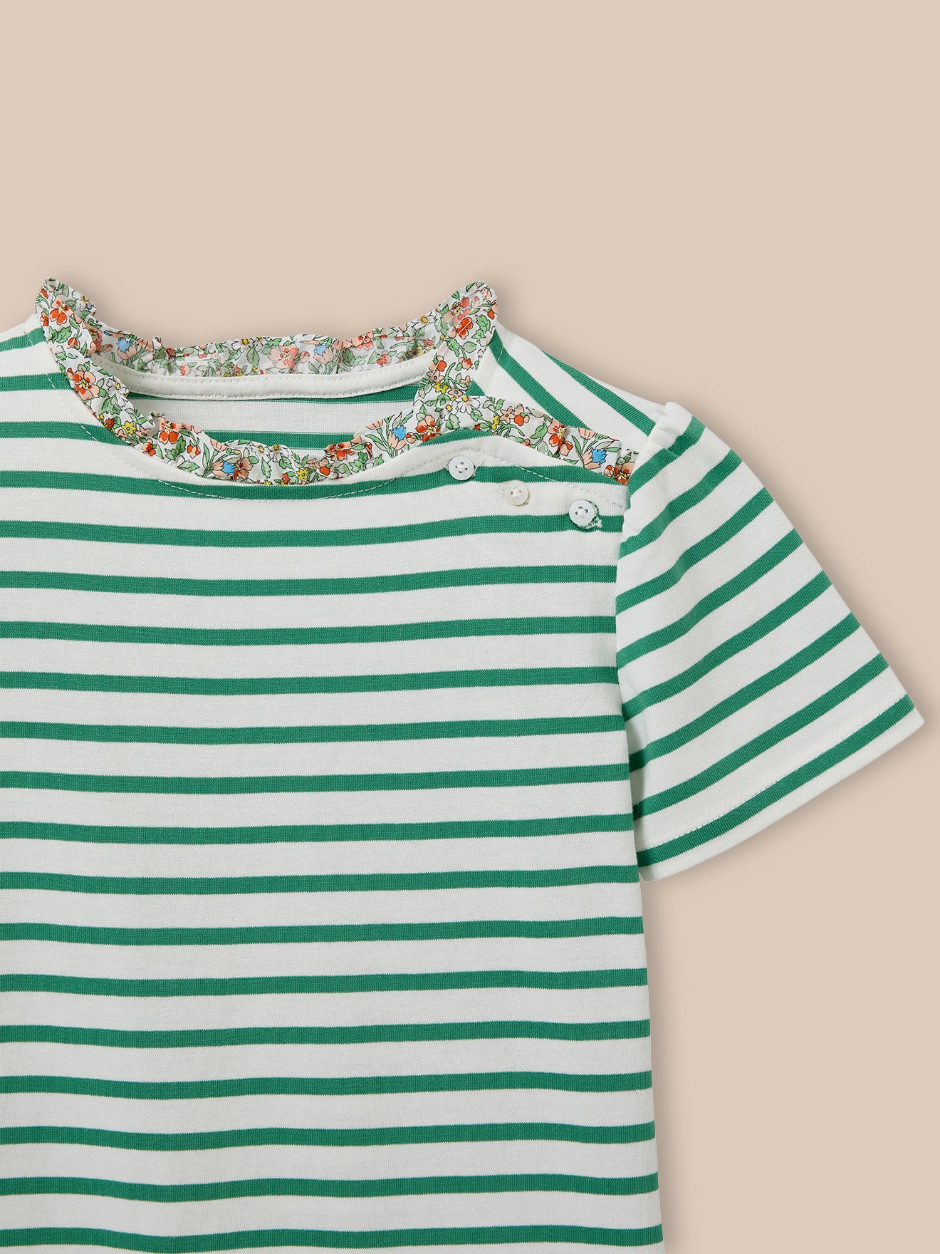 T-shirt marinière Fille tissu Liberty - Coton biologique - Image 3