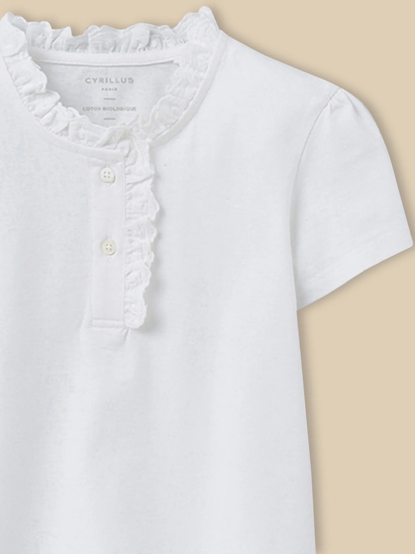 T-shirt Fille à col froufrou - Coton biologique - Image 2