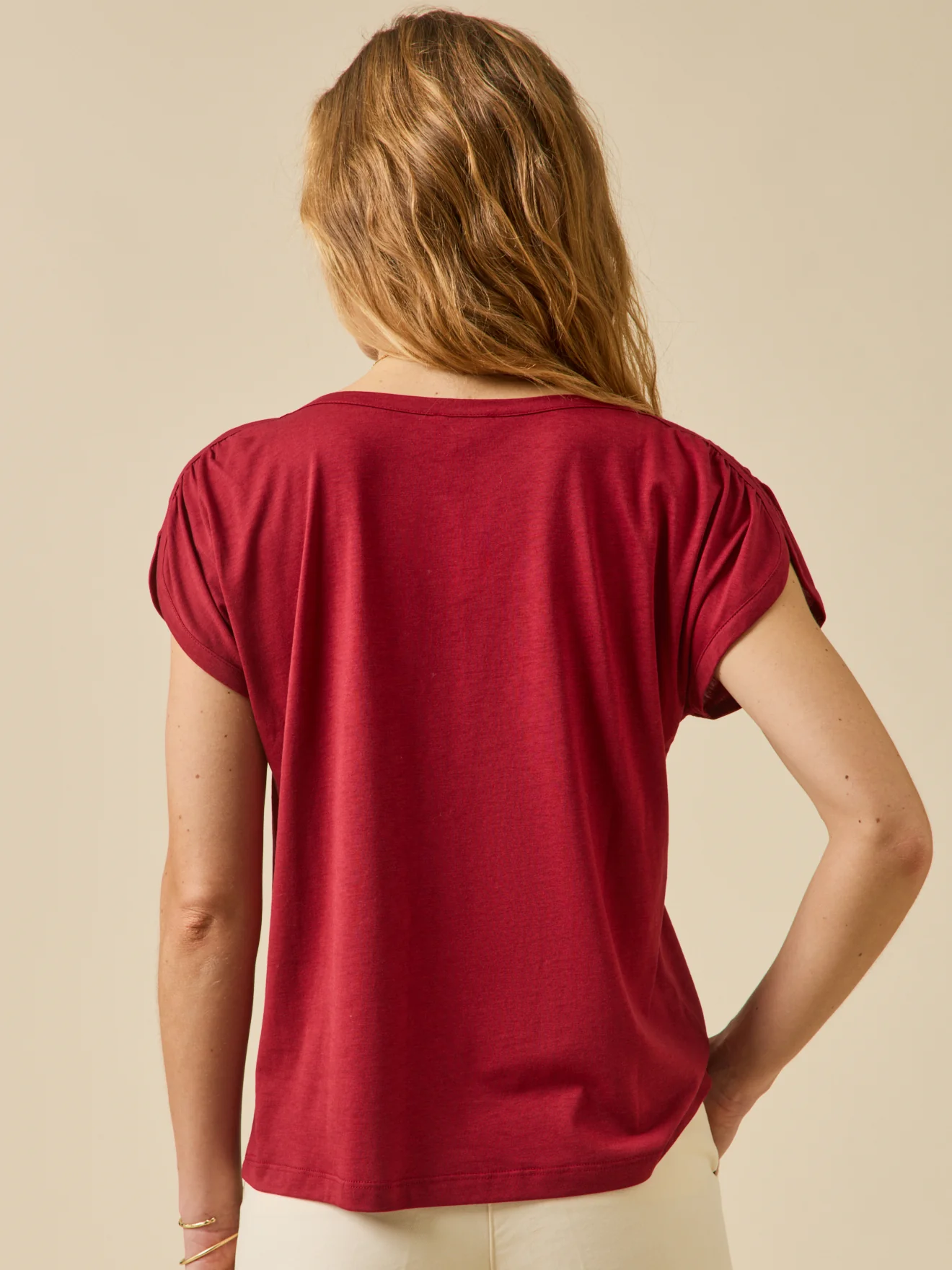 T-shirt col bateau femme lyocell mélangé - Image 3