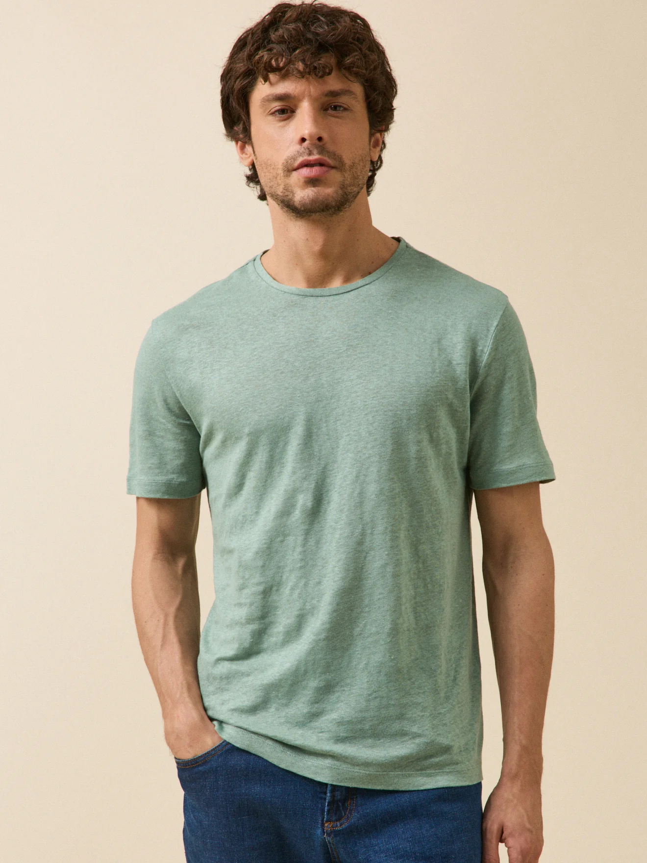 T-shirt lin homme col rond