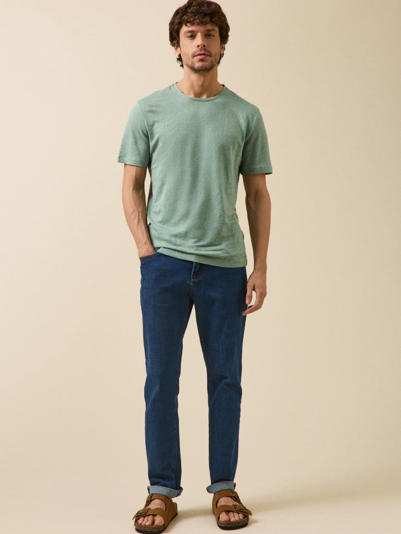 T-shirt lin homme col rond - Image 5