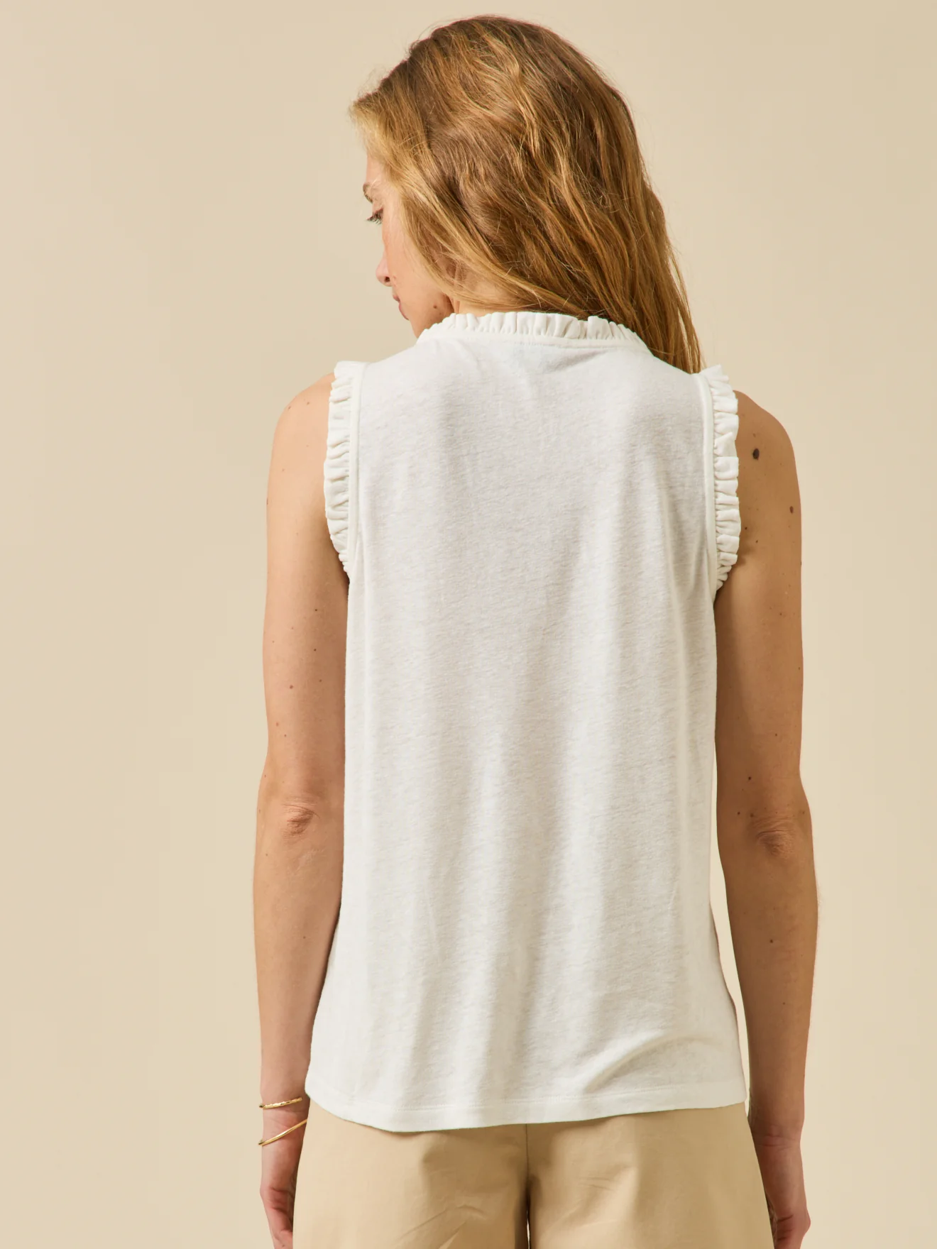 Top sans manches boutonné femme lin et viscose - Image 2
