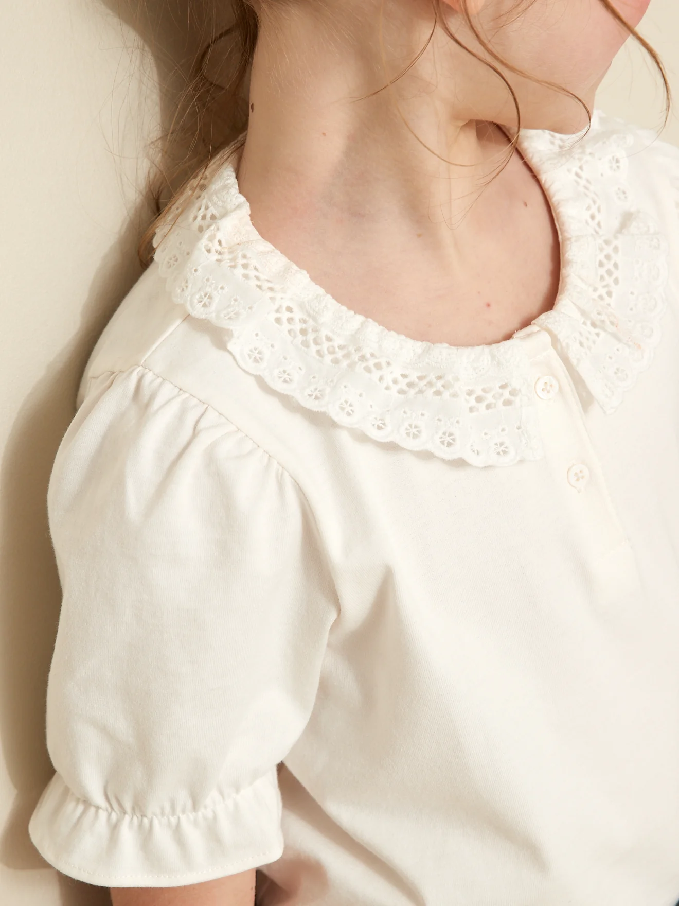 T-shirt Fille col dentelle - Coton Biologique - Image 7