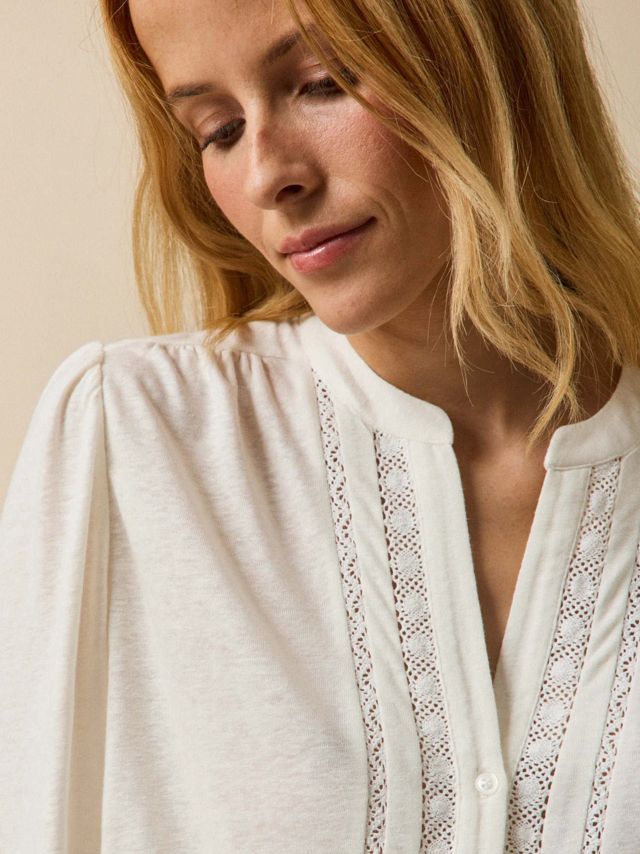 T-shirt dentelle lin et viscose femme - Image 3