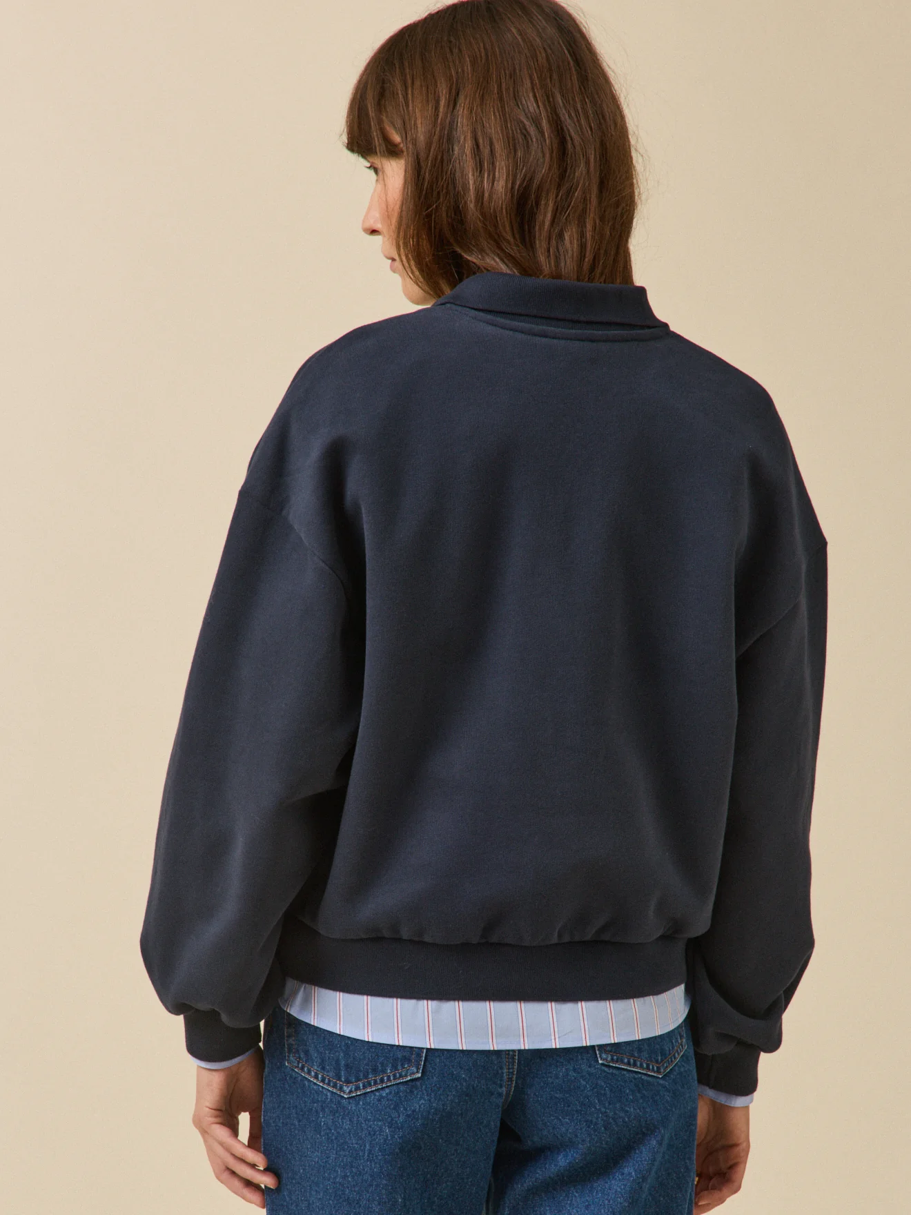 Sweat col polo molleton femme - Image 2