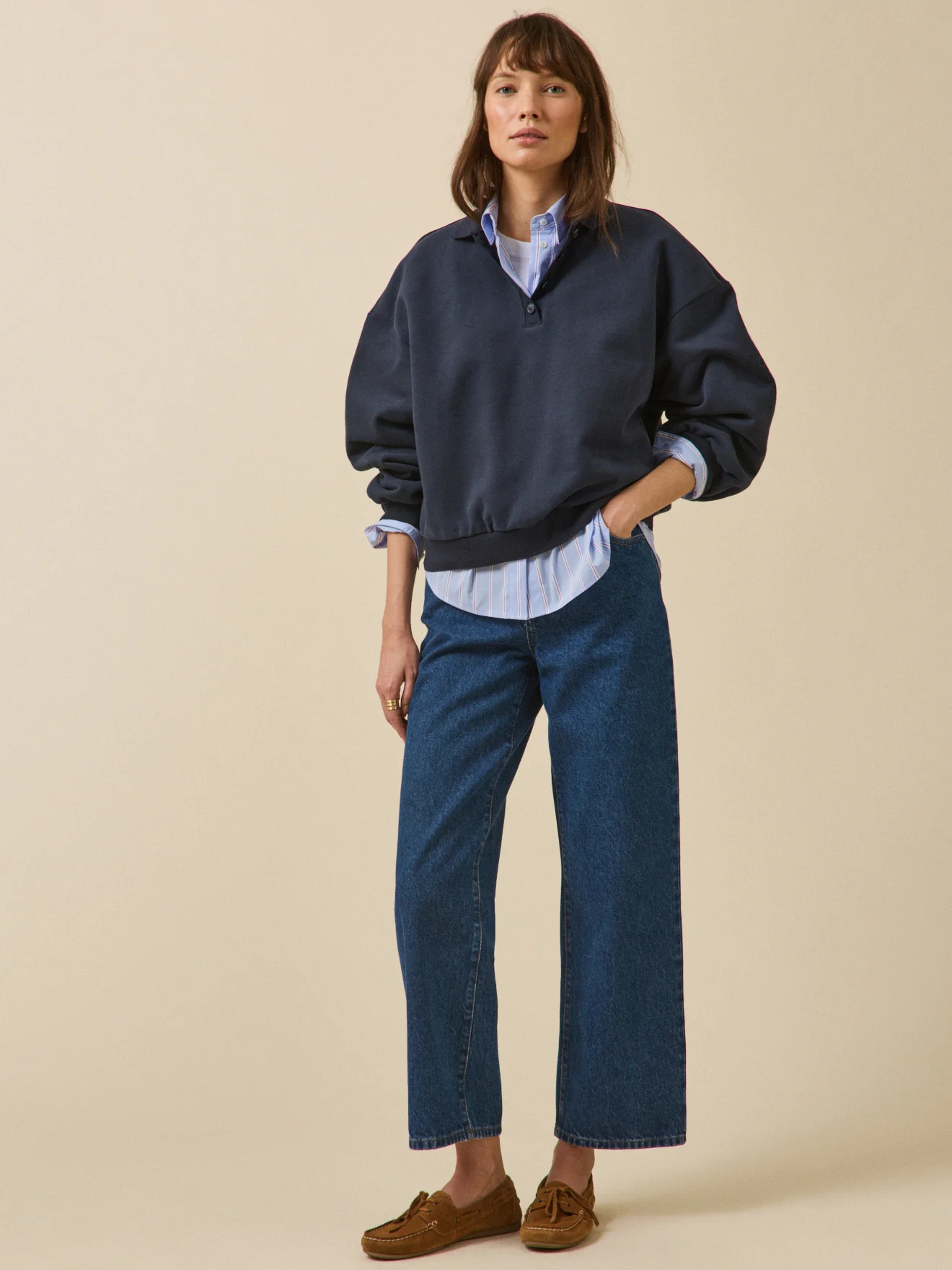 Sweat col polo molleton femme - Image 4