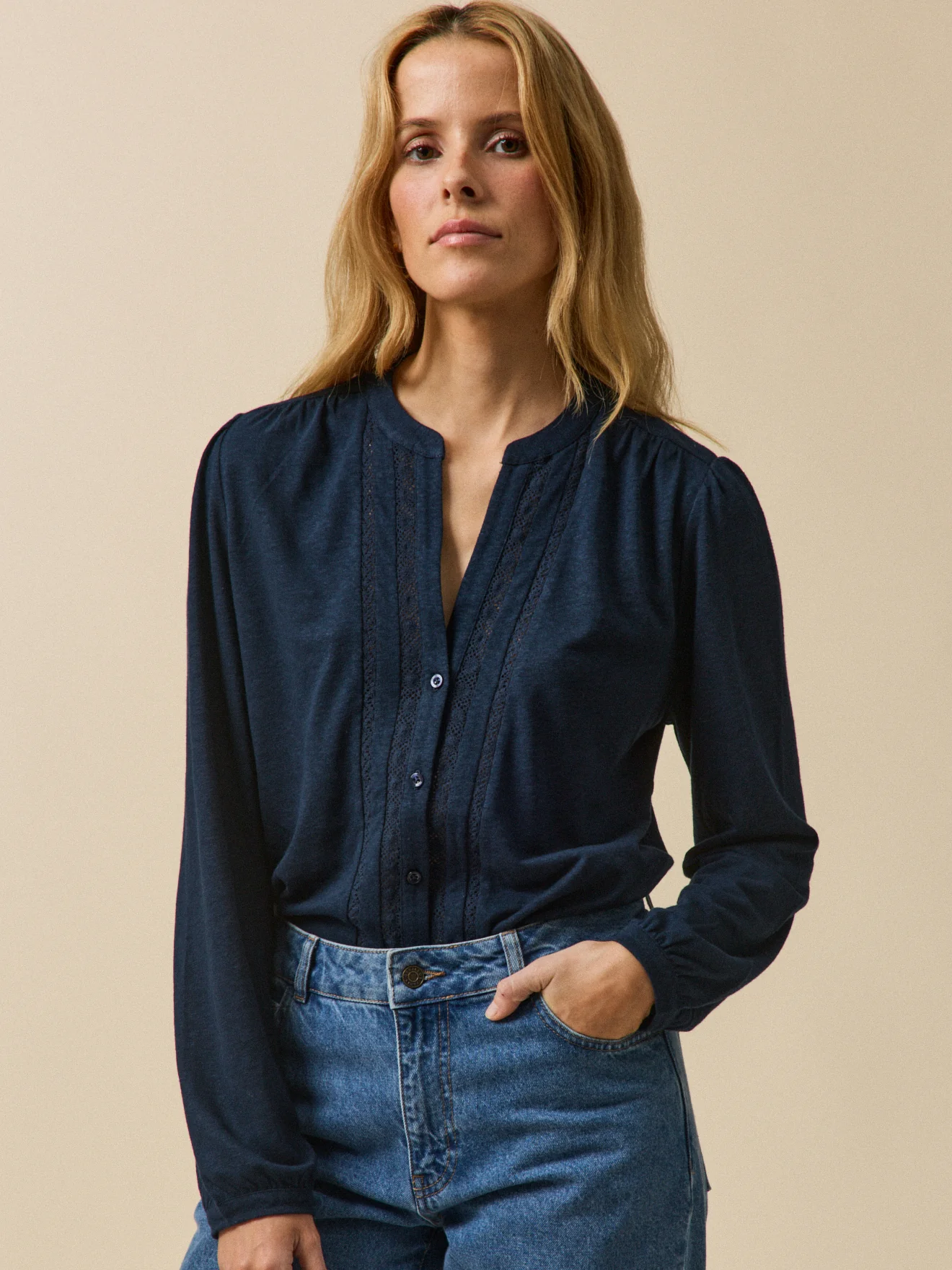 T-shirt dentelle lin et viscose femme